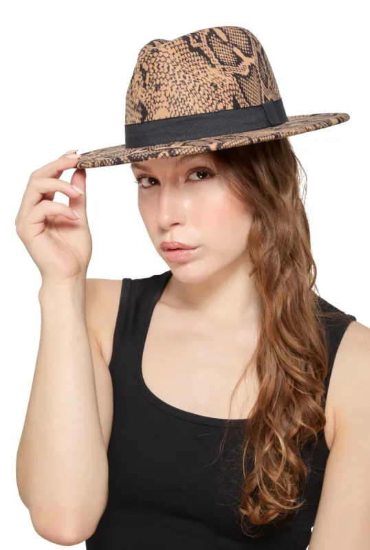 Snake Print Fedora sold by Rainbow