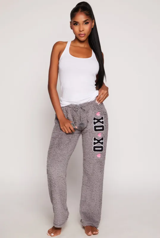 Sherpa XOXO Embroidered Pajama Pants sold by Rainbow