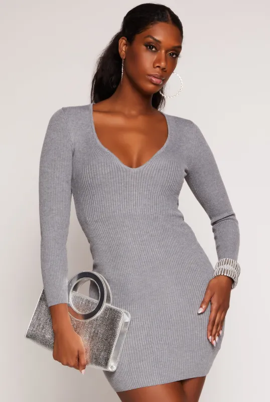 Ribbed Knit Long Sleeve Sweater Dress sold by Rainbow