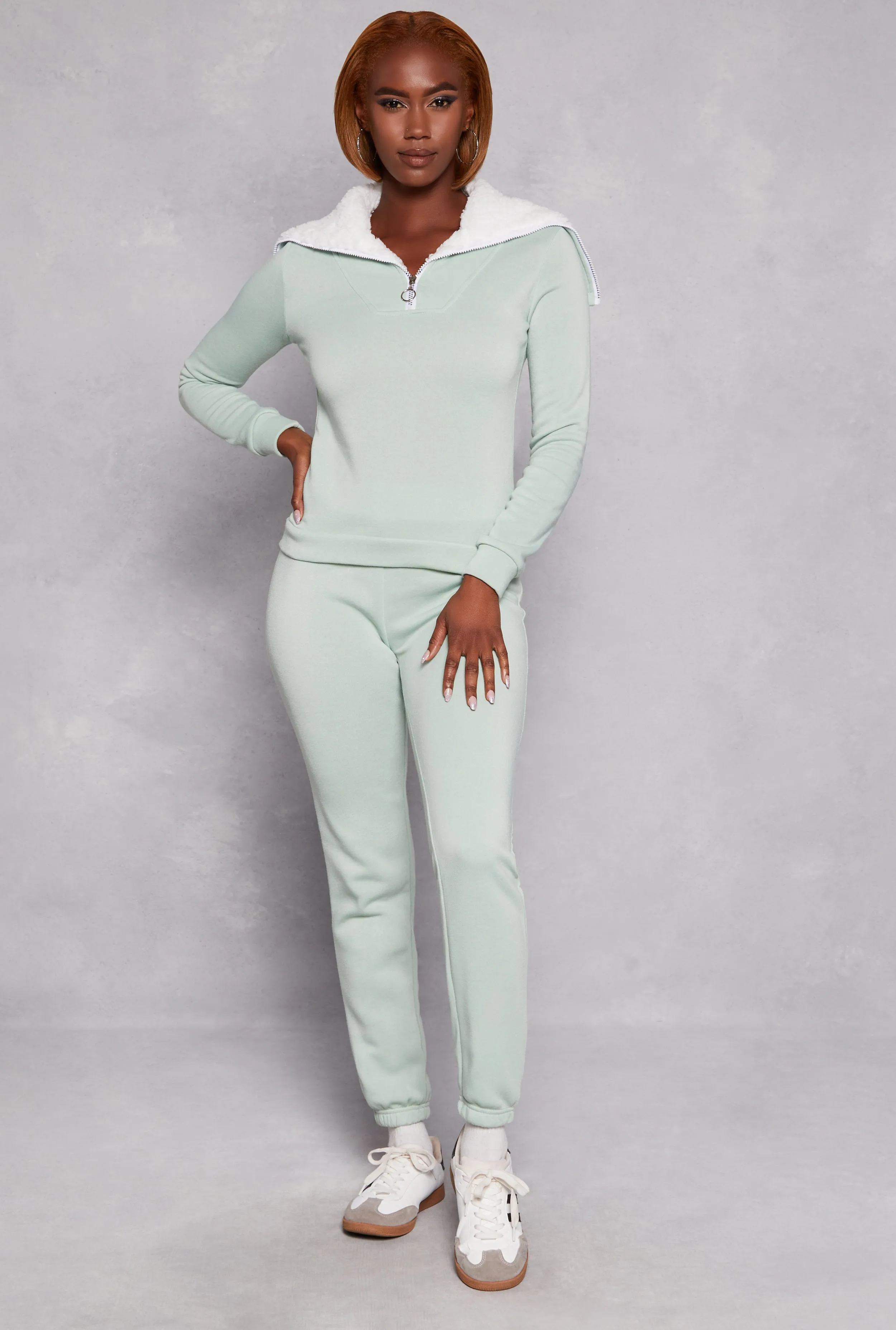 Sherpa Lined Collar Half Zip Sweatshirt sold by Rainbow product image thumbnail 2