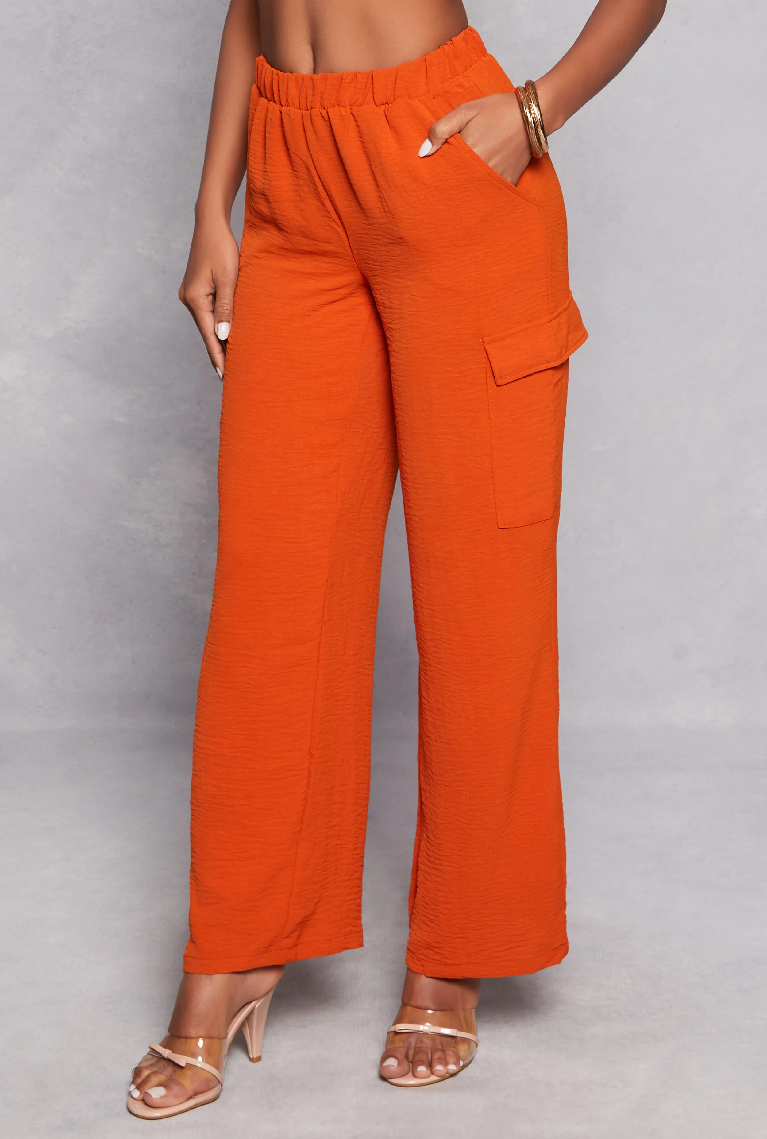 Airy Crepe Knit Cargo Wide Leg Pants sold by Rainbow product image thumbnail 2