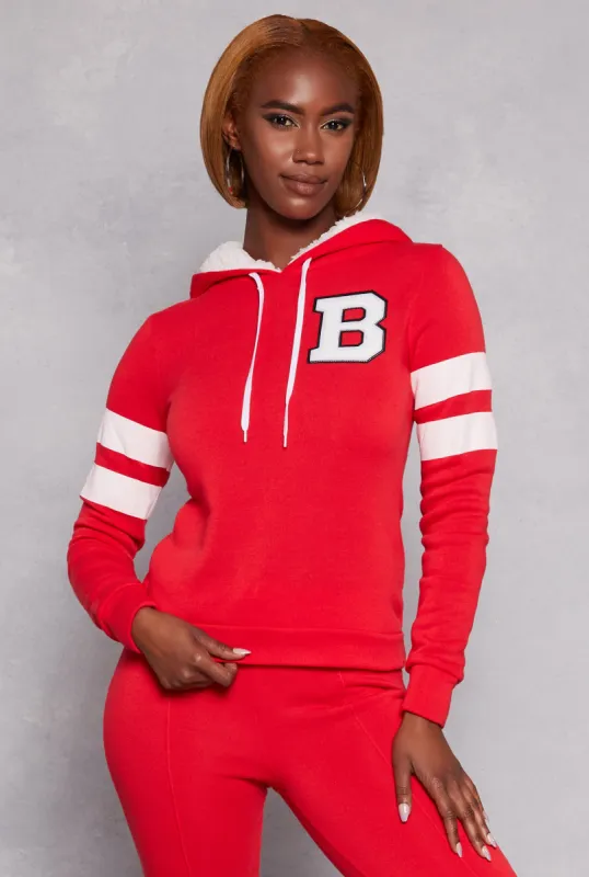 B Initial Varsity Striped Hoodie sold by Rainbow
