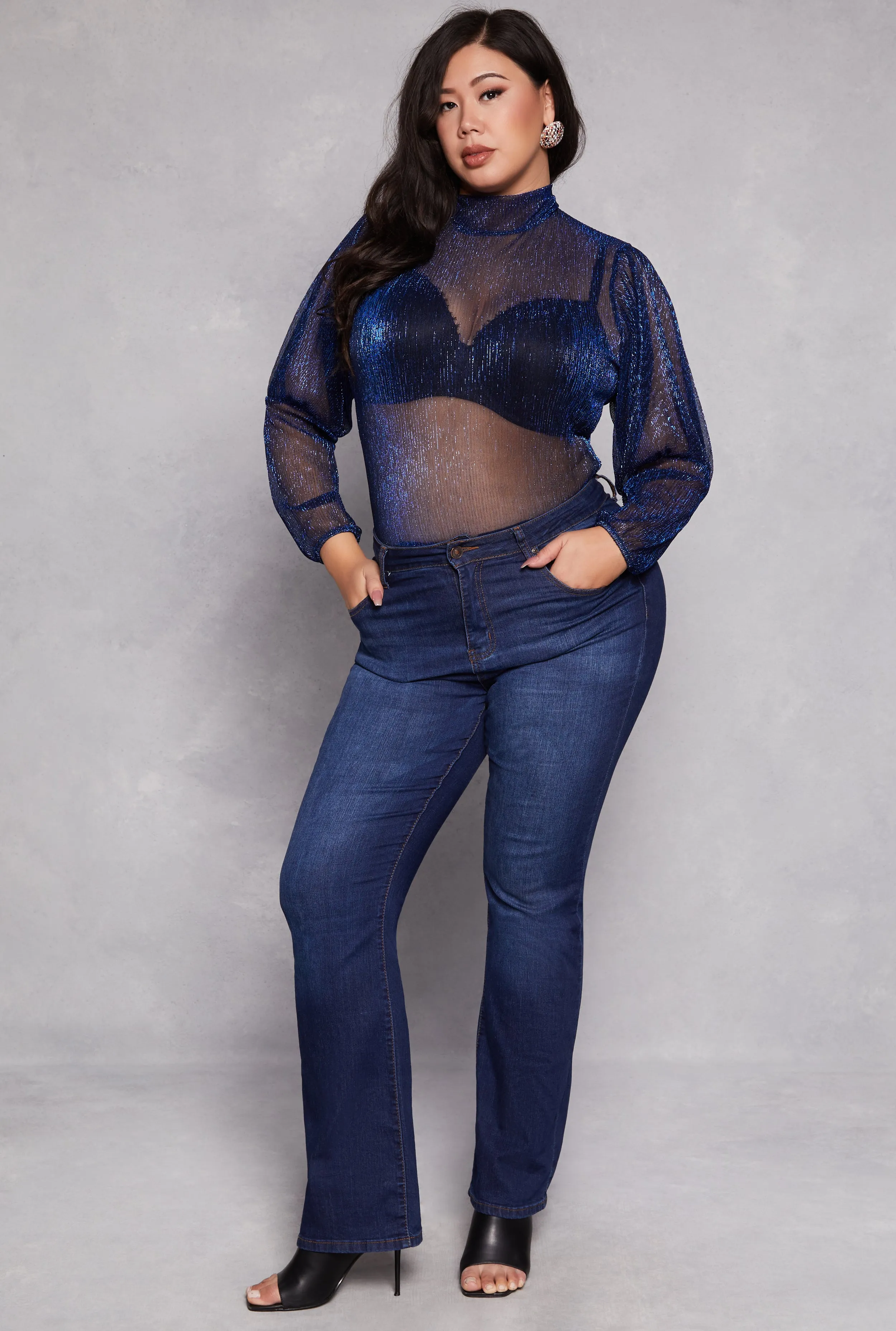 Plus Size Lurex Balloon Sleeve Bodysuit sold by Rainbow product image thumbnail 2