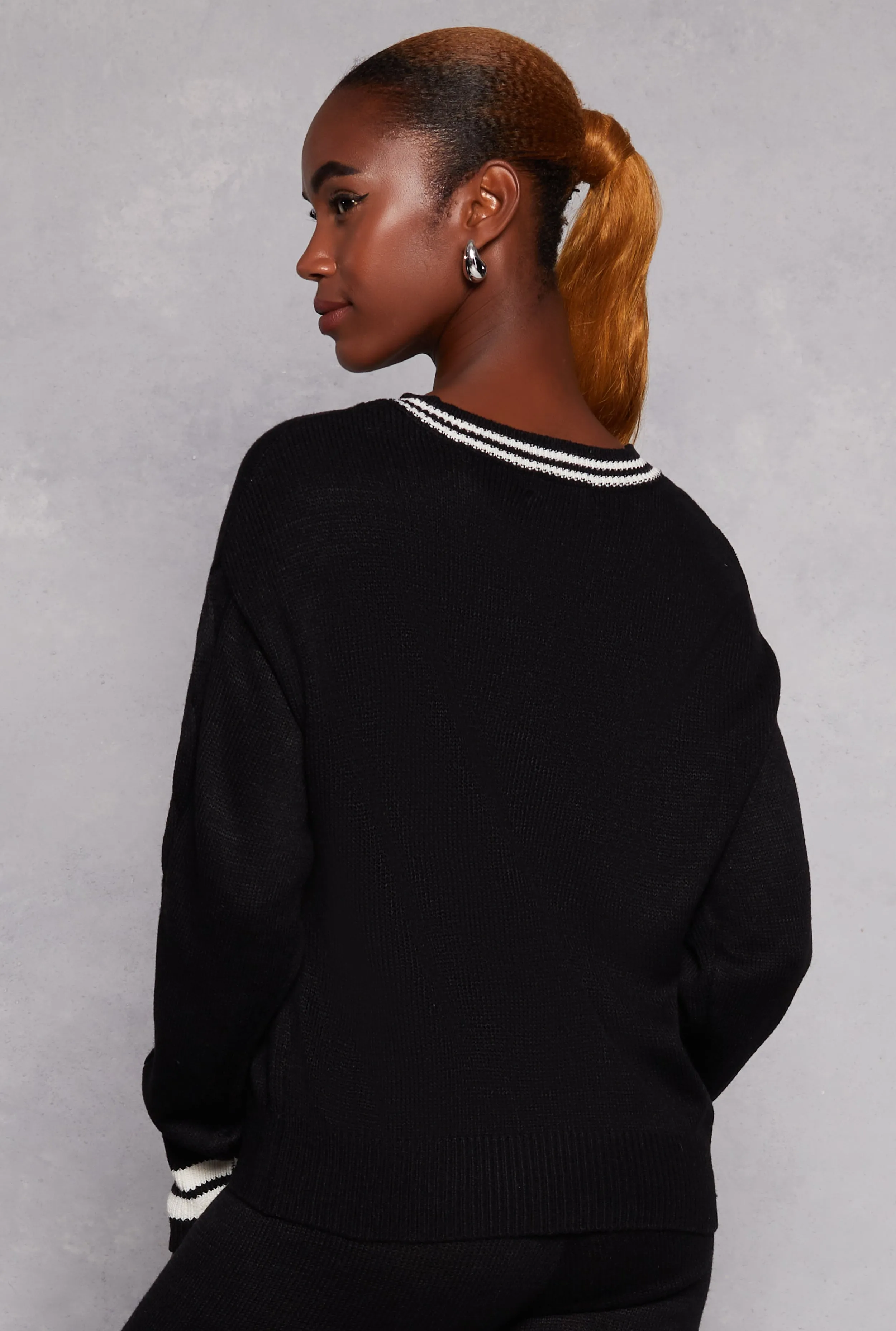 Cable Knit Varsity Stripe Sweater sold by Rainbow product image thumbnail 3