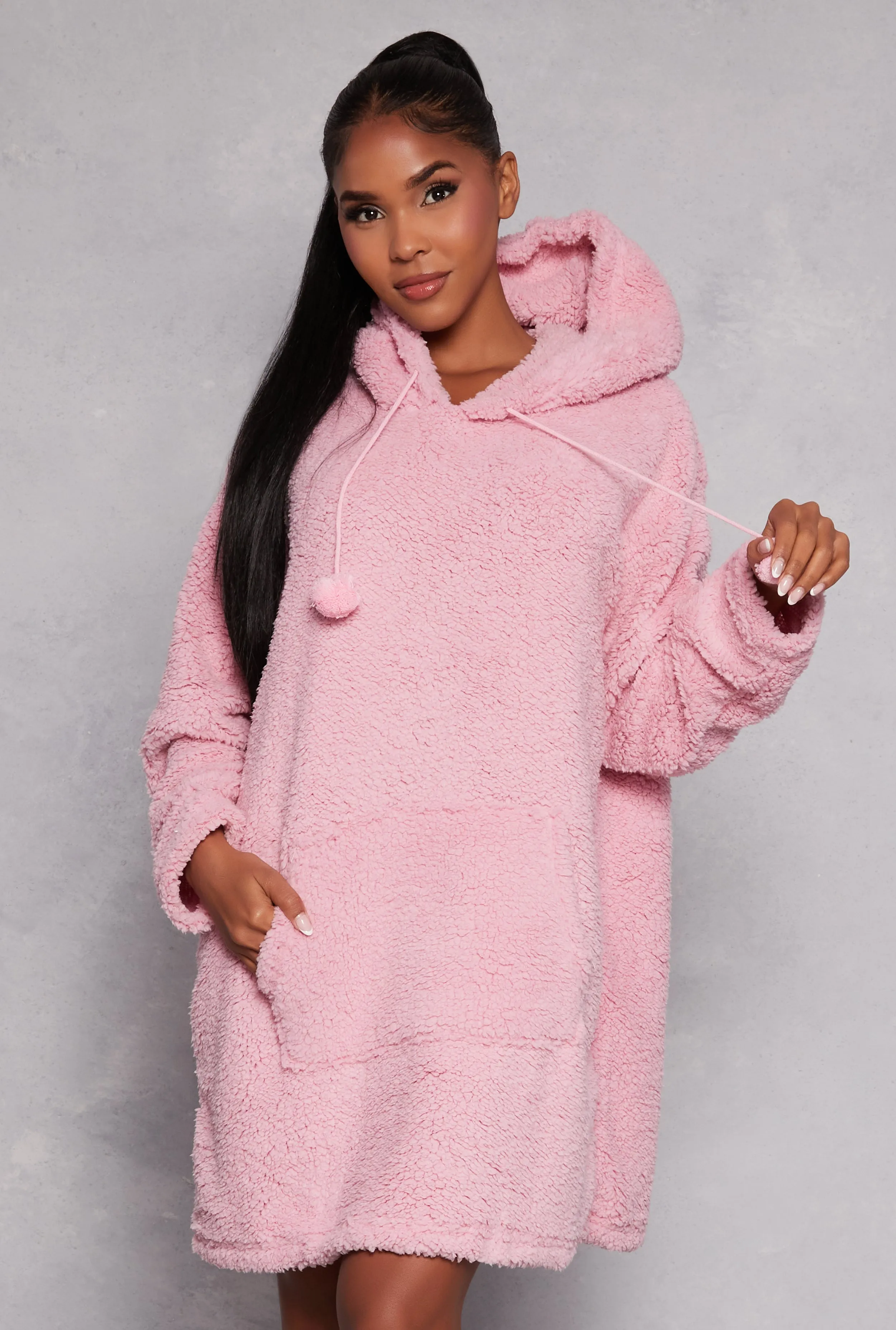 Sherpa Pom Pom Blanket Hoodie sold by Rainbow