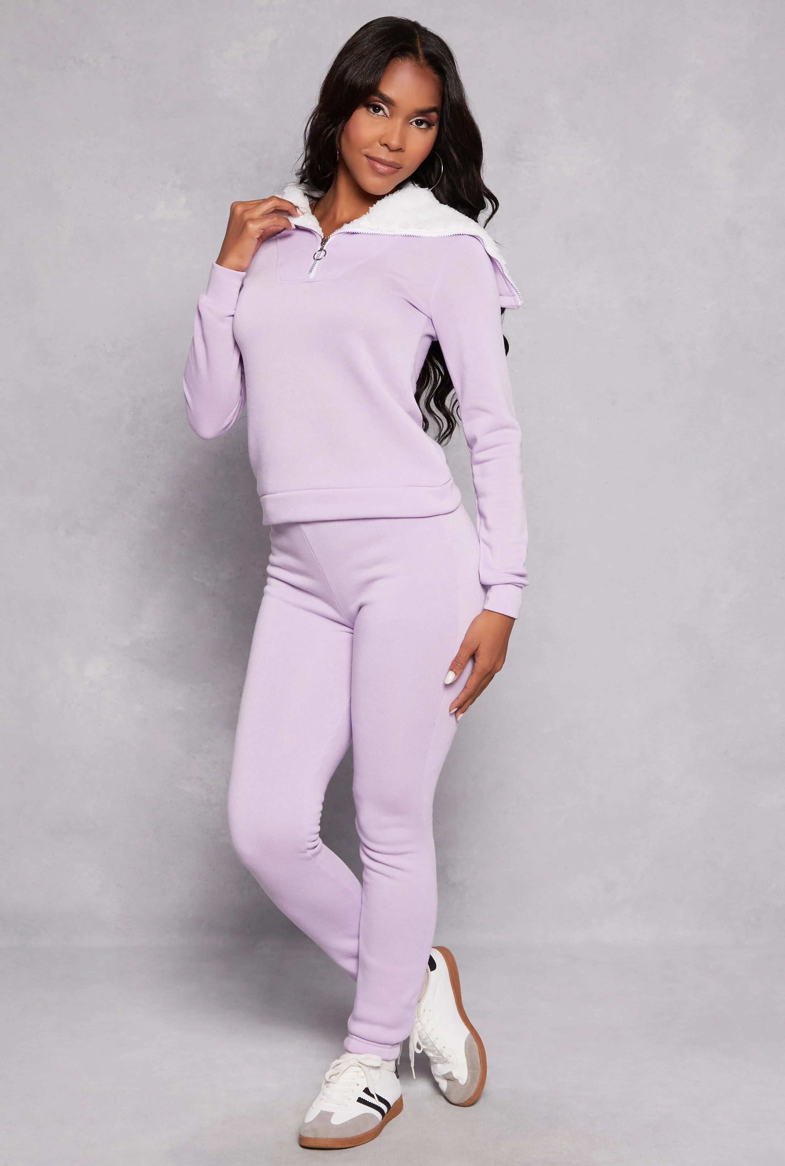 Sherpa Lined Collar Half Zip Sweatshirt sold by Rainbow product image thumbnail 2