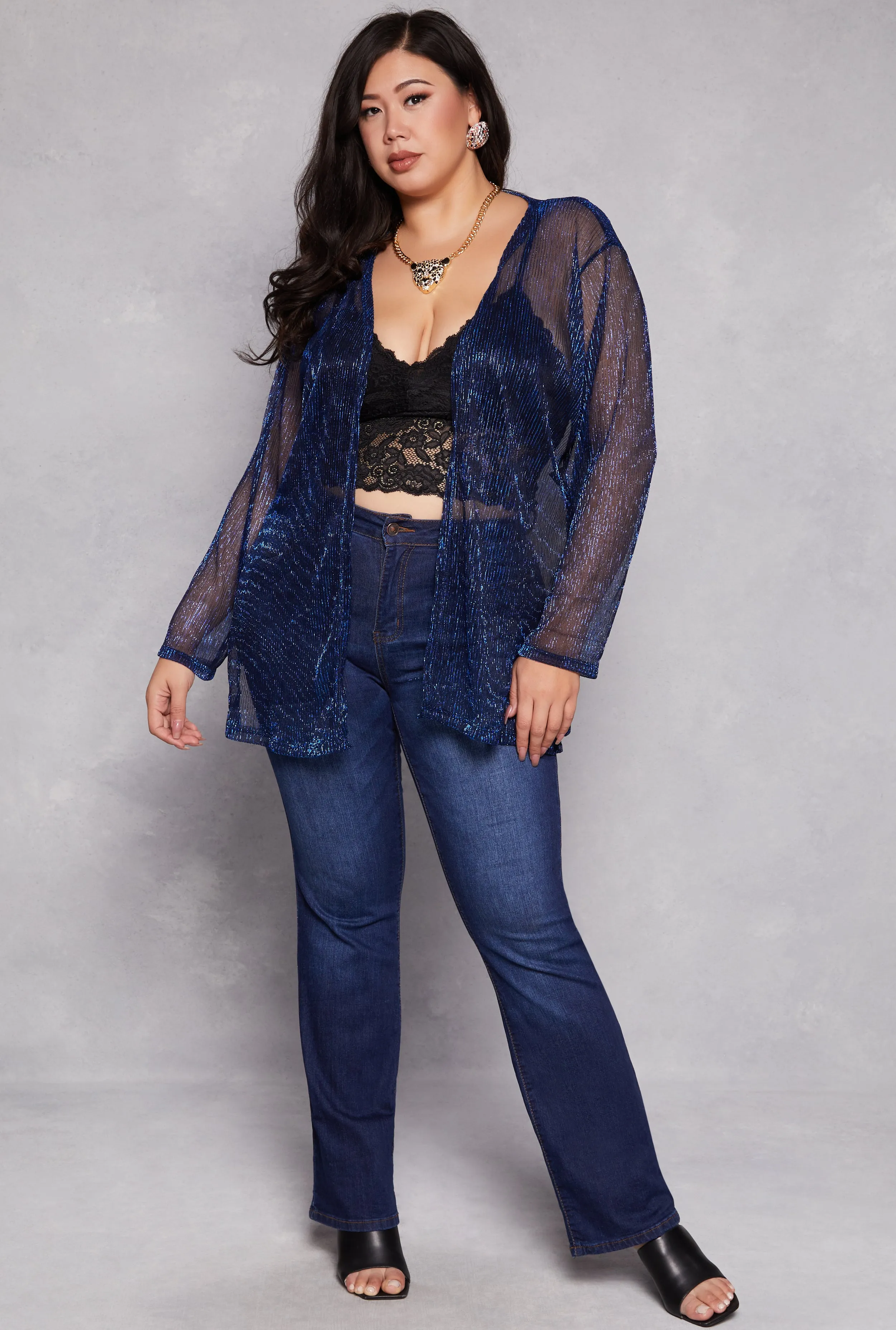 Plus Size Lurex Side Slit Duster sold by Rainbow product image thumbnail 2