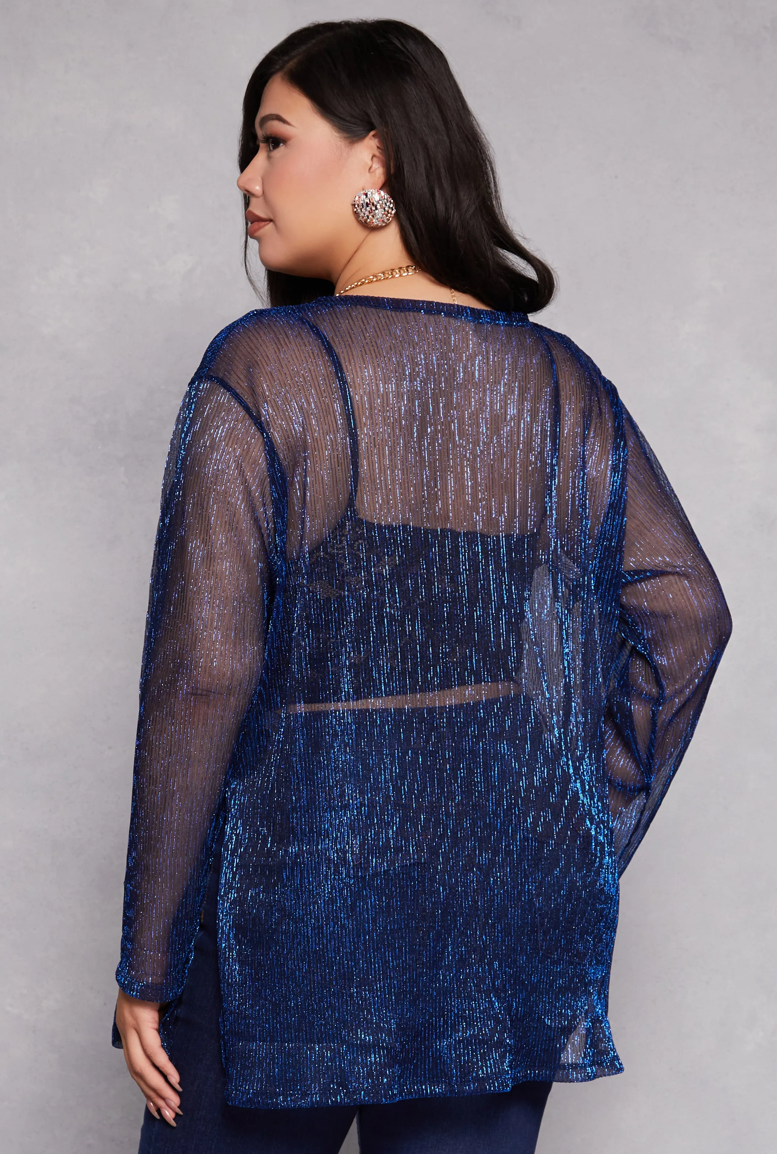 Plus Size Lurex Side Slit Duster sold by Rainbow product image thumbnail 3