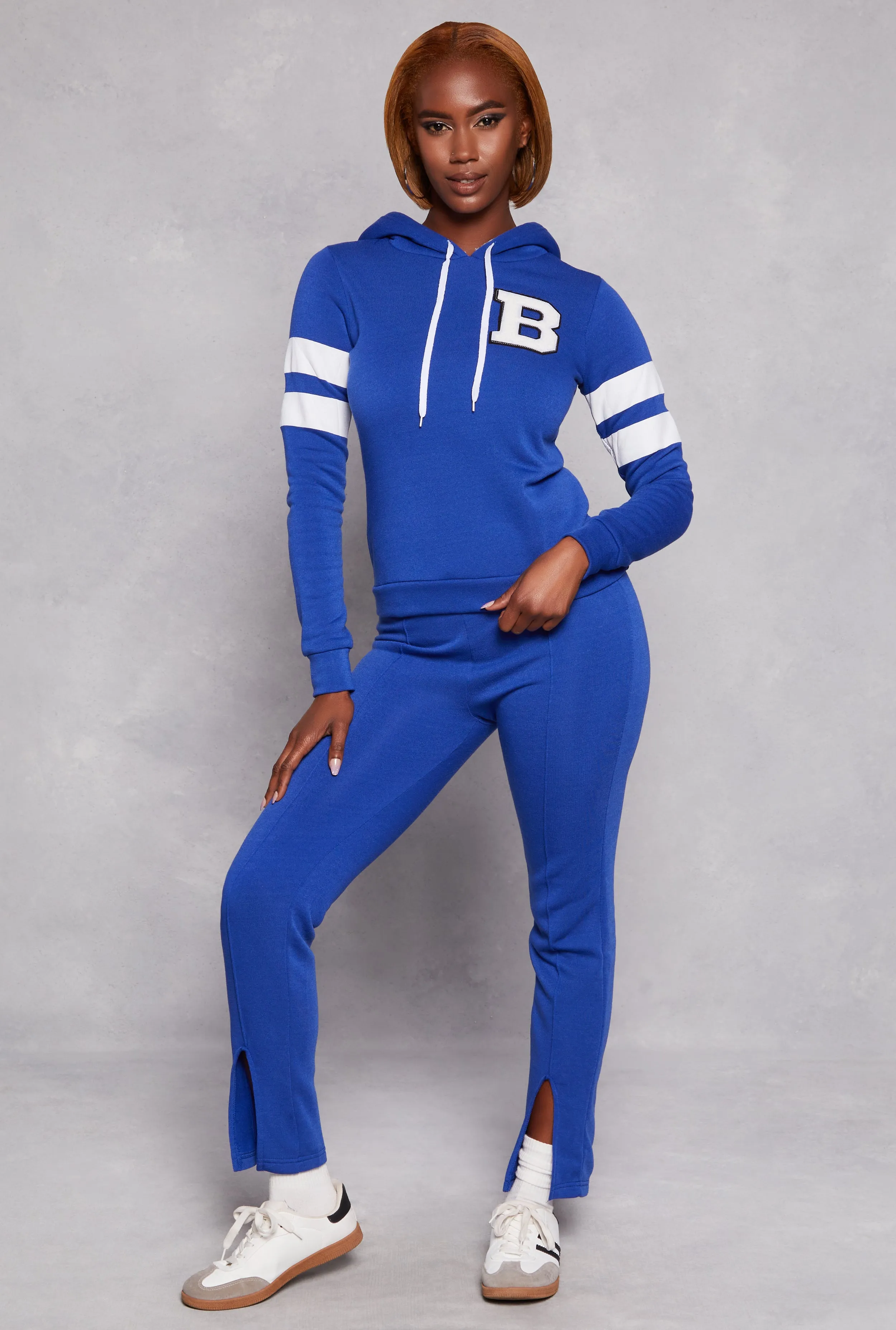 B Initial Varsity Striped Hoodie sold by Rainbow product image thumbnail 2