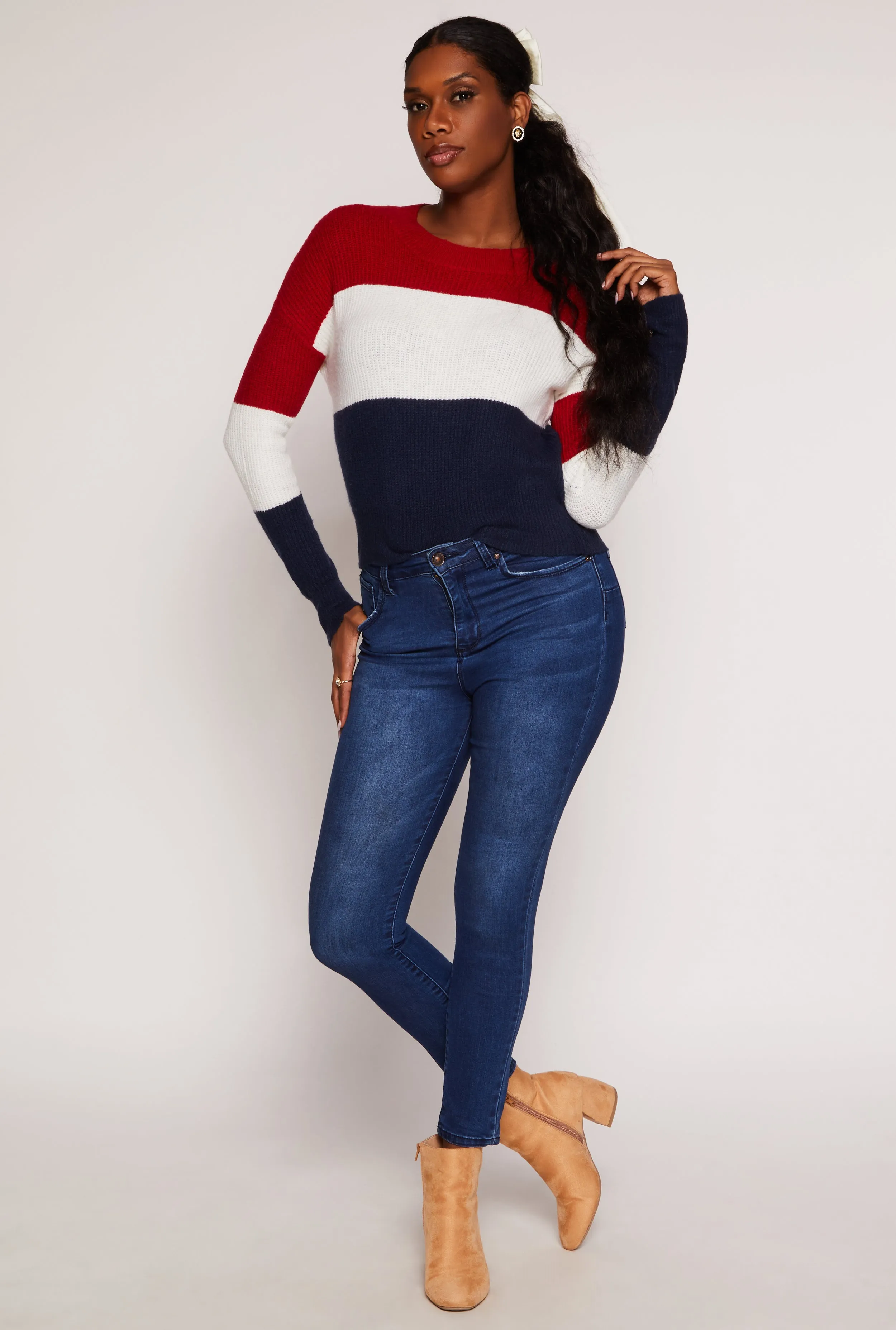 Color Block Crew Neck Sweater sold by Rainbow product image thumbnail 2