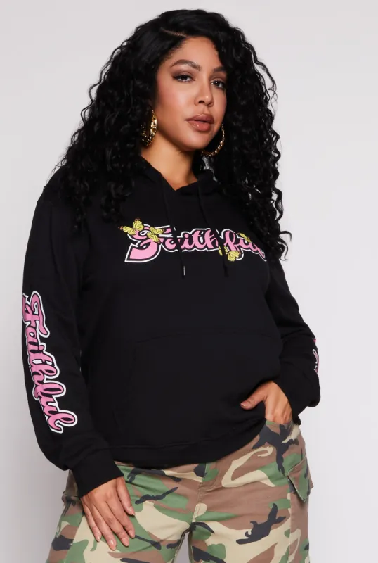 Plus Size Faithful Graphic Hoodie sold by Rainbow