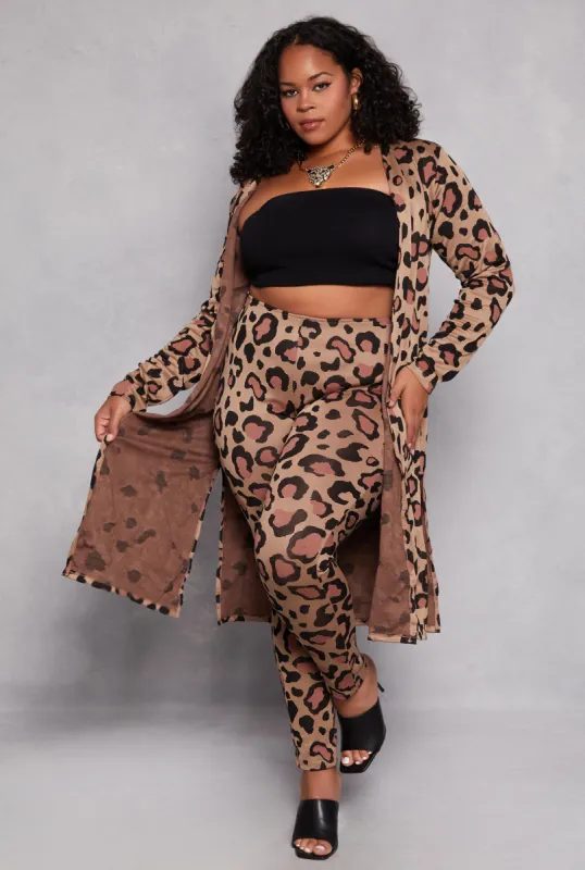 Plus Size Leopard Print Duster sold by Rainbow