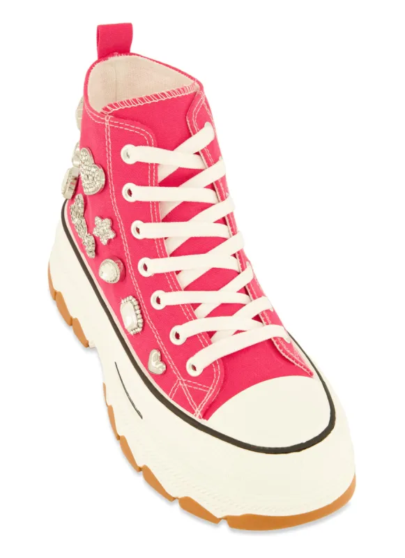 Love Rhinestone Charm Platform High Top Sneakers sold by Rainbow