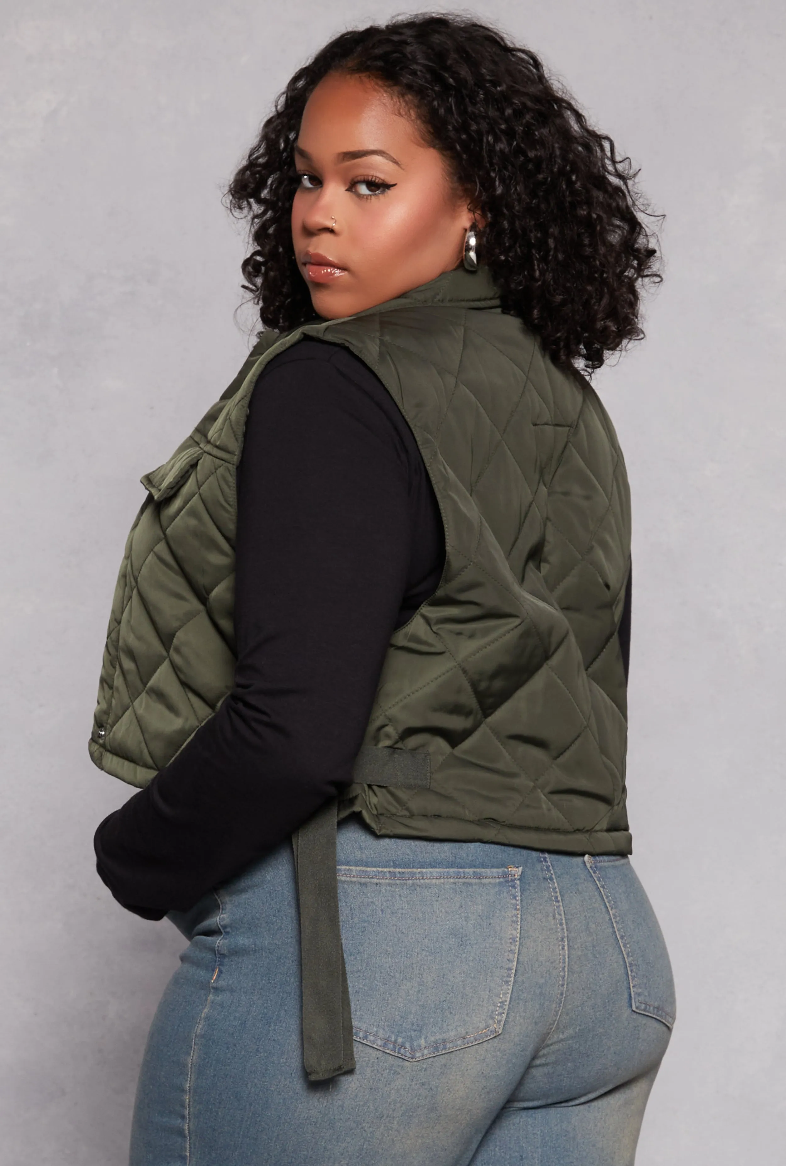 Plus Size Almost Famous Quilted Cropped Vest sold by Rainbow product image thumbnail 3