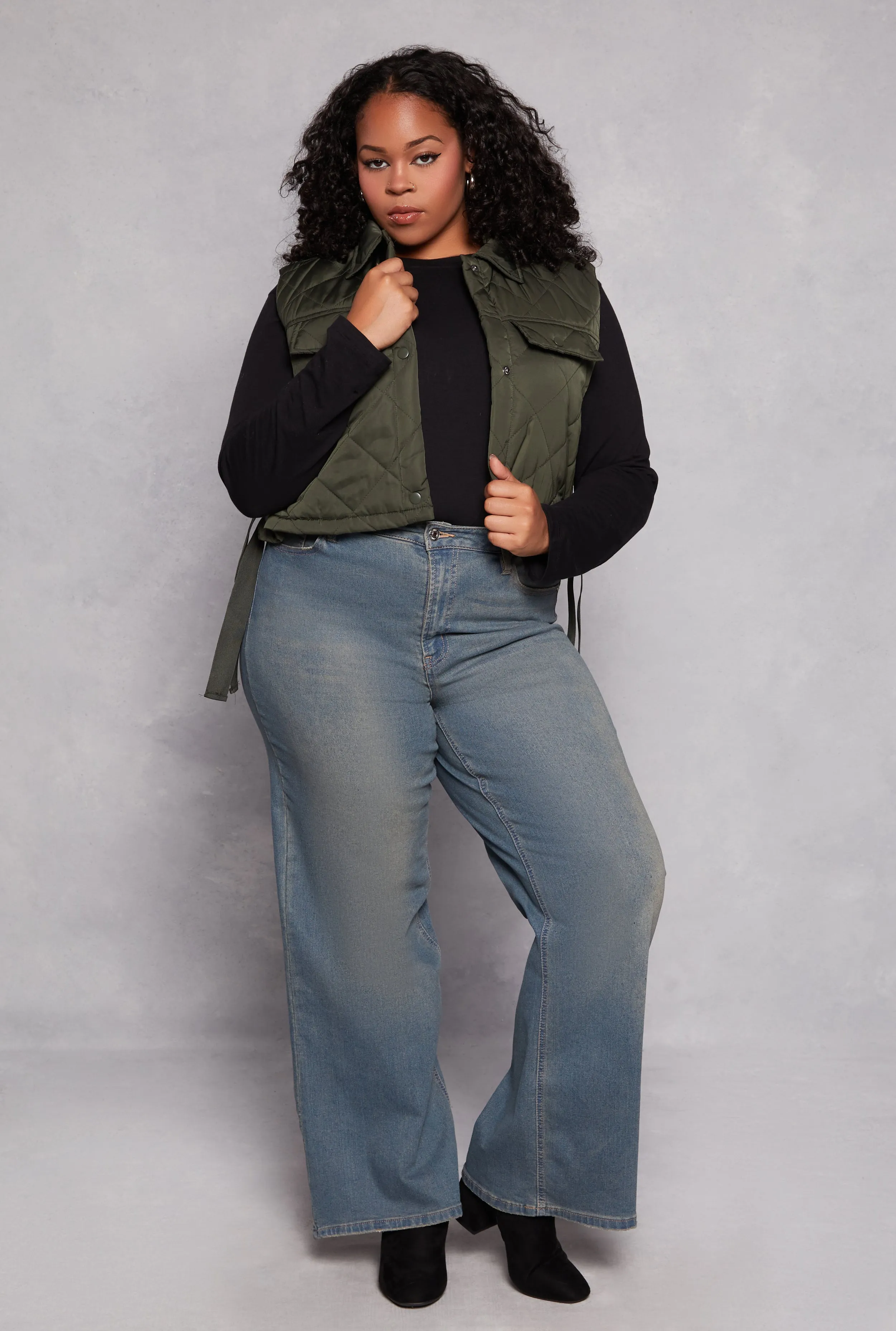 Plus Size Almost Famous Quilted Cropped Vest sold by Rainbow product image thumbnail 2