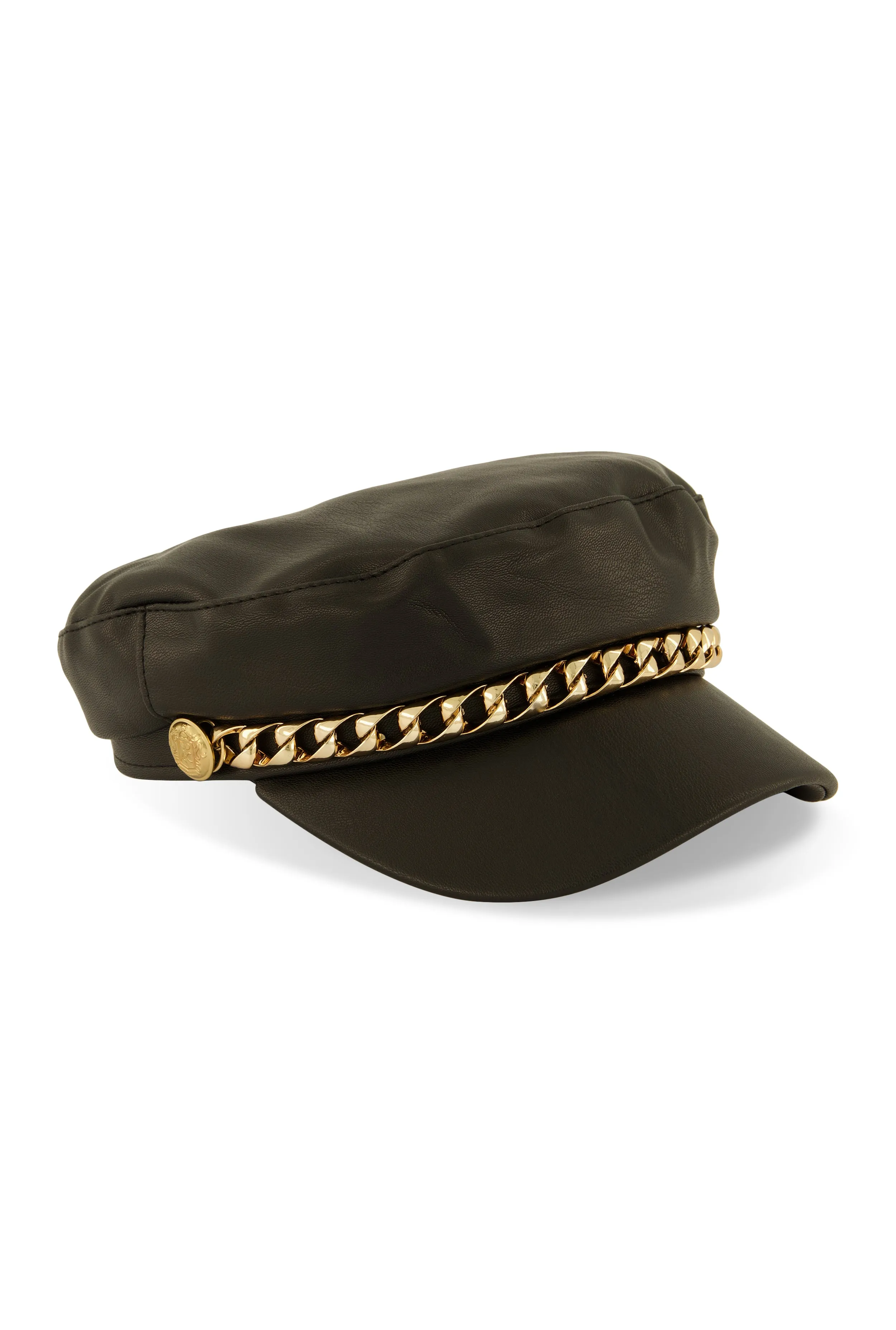 Faux Leather Chain Detail Cabbie Hat sold by Rainbow product image thumbnail 2