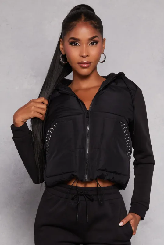 Almost Famous Rhinestone Trim Pocket Jacket sold by Rainbow