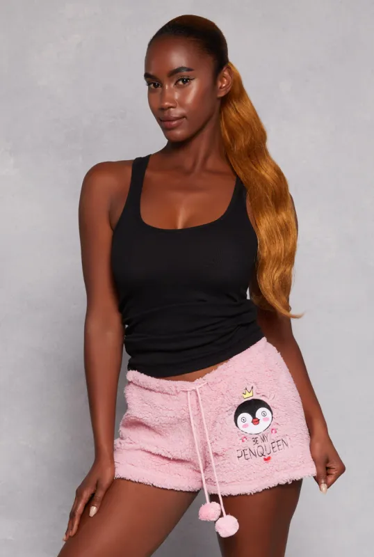 Penqueen Sherpa Drawstring Pajama Shorts sold by Rainbow