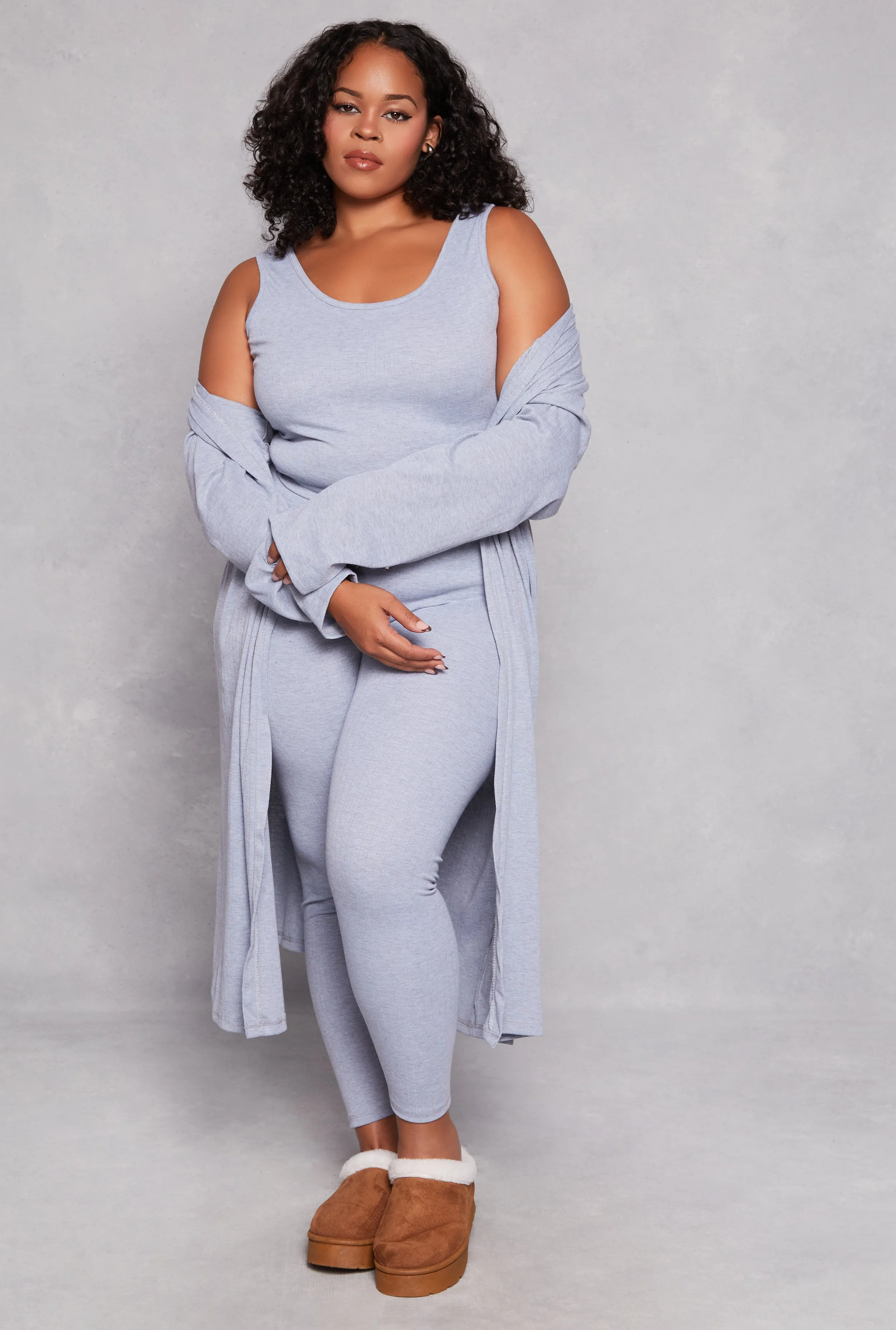 Plus Size Ribbed Knit Long Sleeve Duster sold by Rainbow product image thumbnail 2