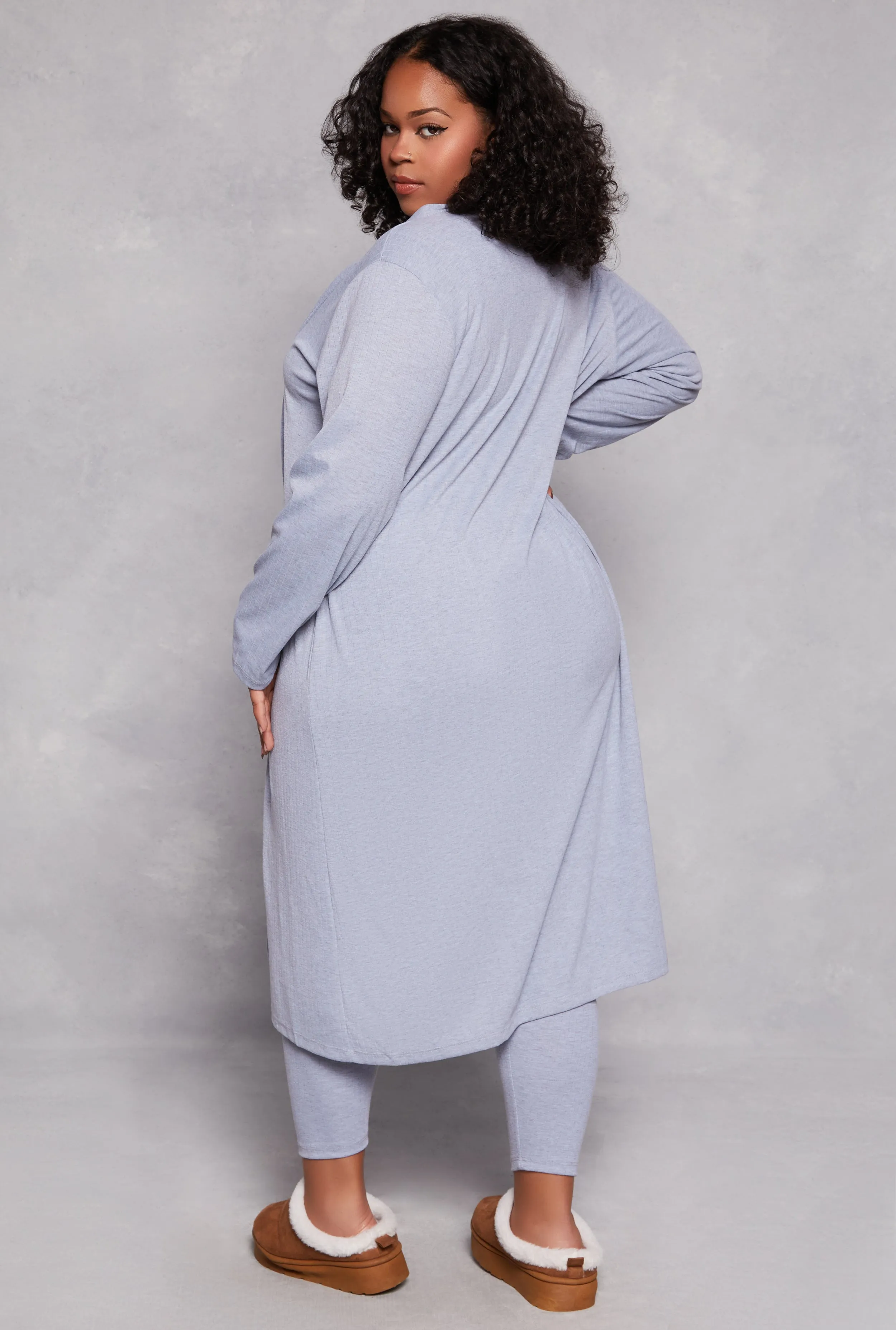 Plus Size Ribbed Knit Long Sleeve Duster sold by Rainbow product image thumbnail 3