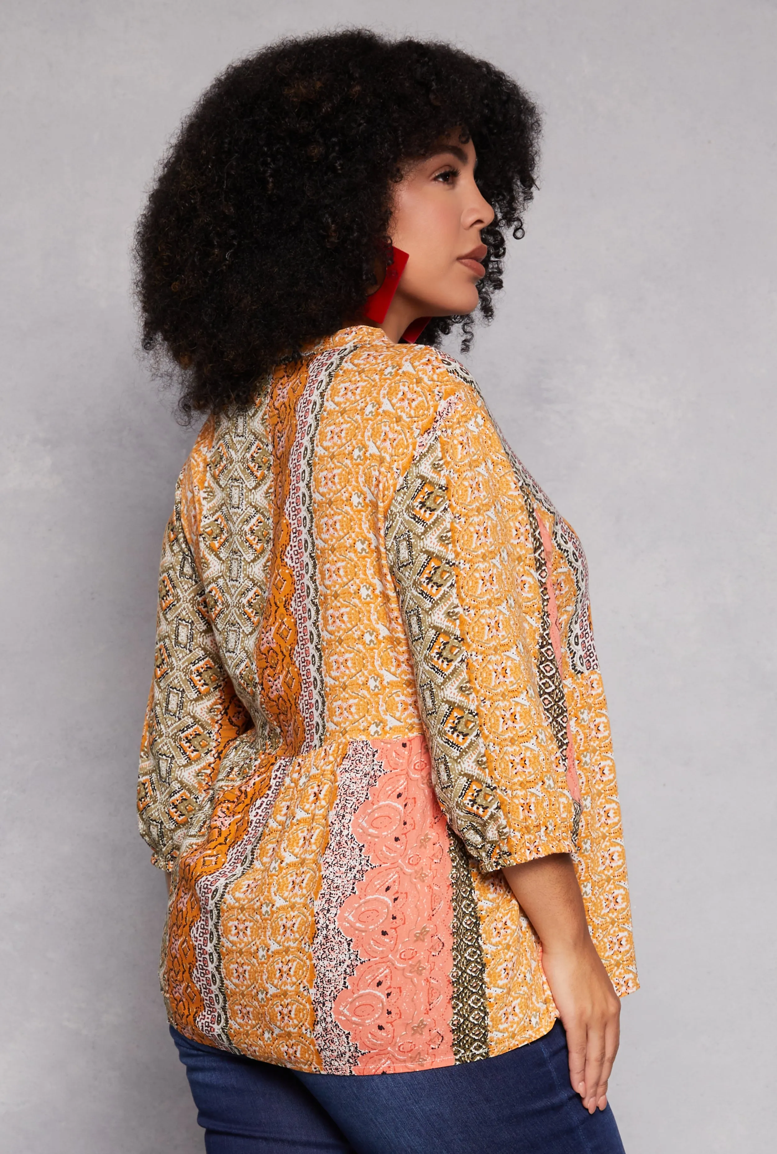 Plus Size Border Print Boho Top sold by Rainbow product image thumbnail 3