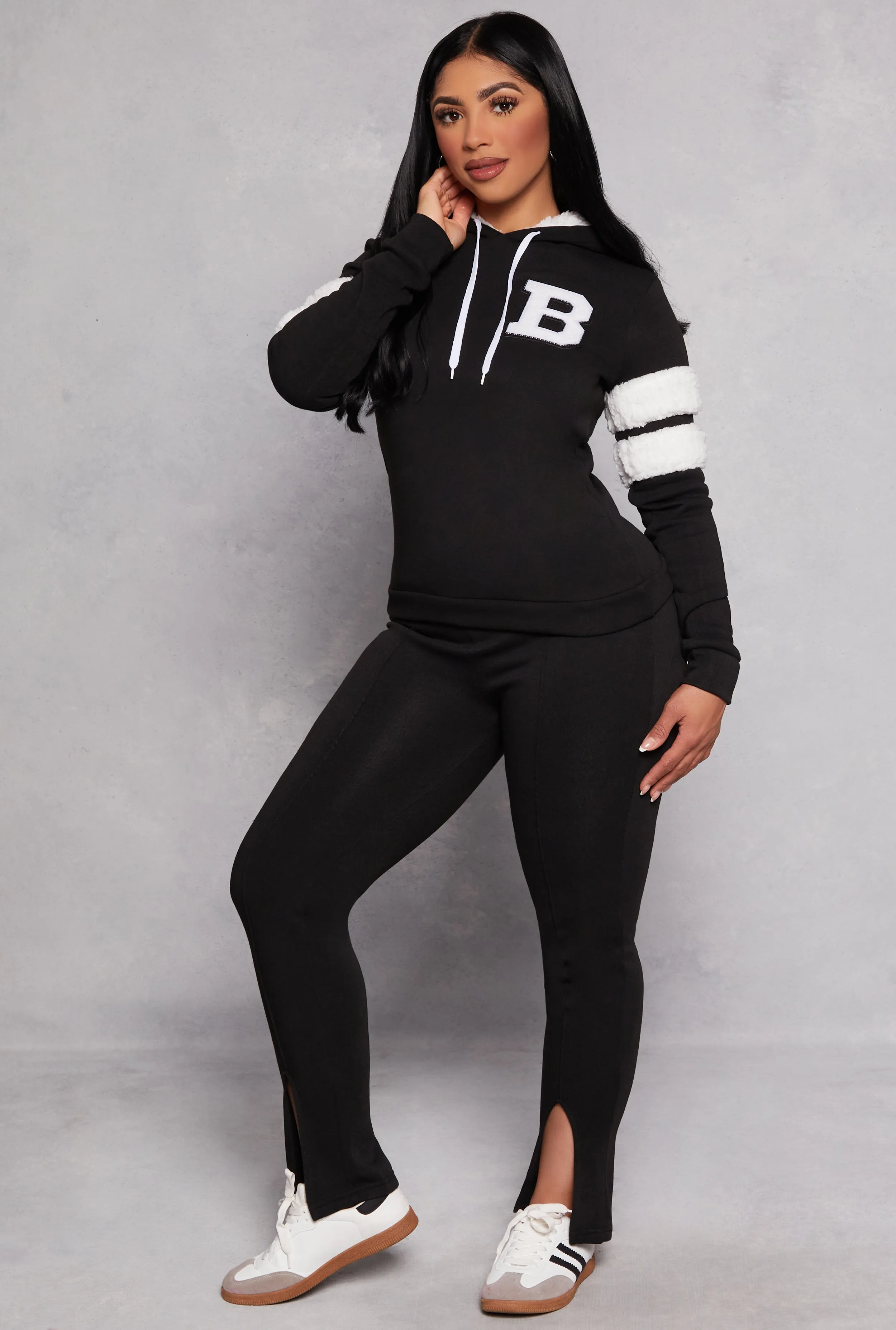B Initial Varsity Striped Hoodie sold by Rainbow product image thumbnail 2