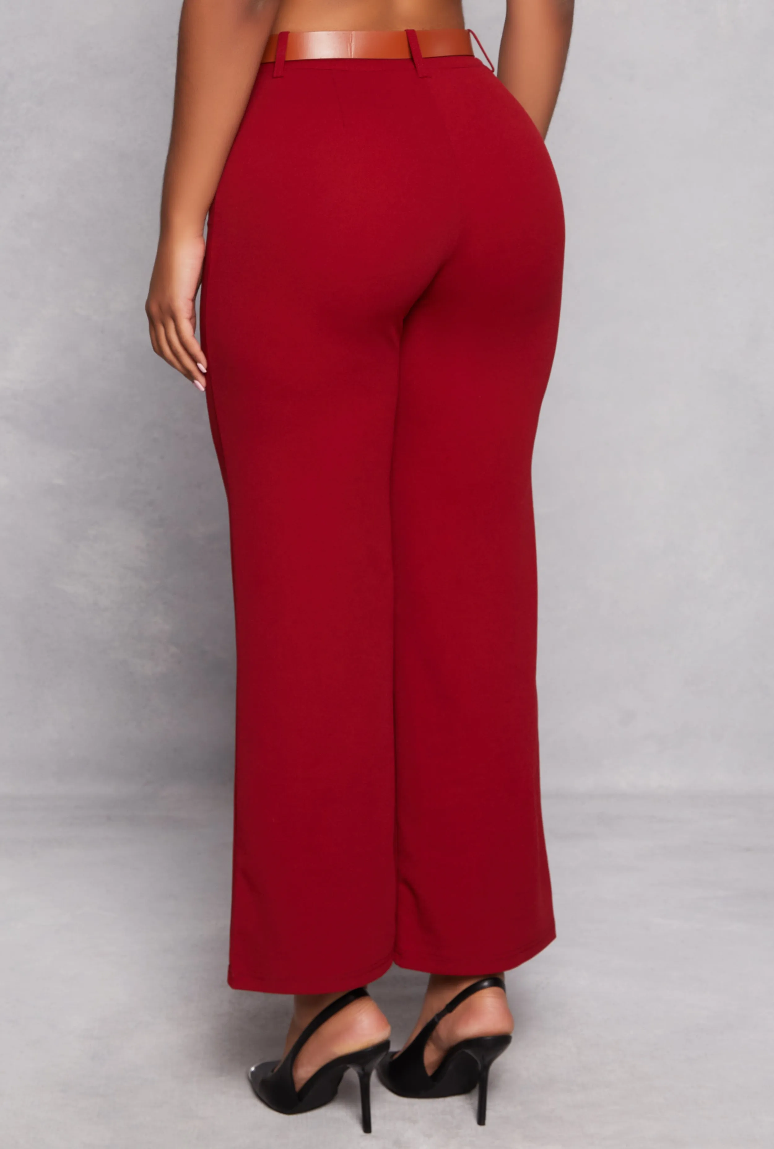 Belted Crepe Knit Wide Leg Dress Pants sold by Rainbow product image thumbnail 3