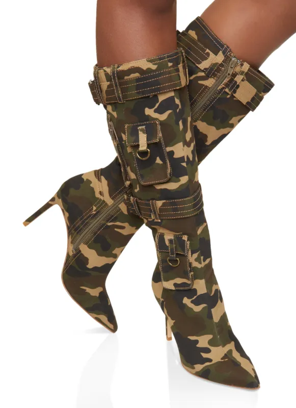 Pocket Detail Stiletto Tall Boots sold by Rainbow