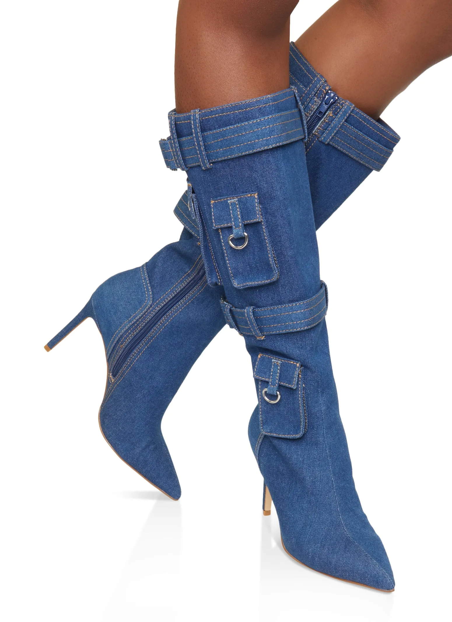 Pocket Detail Stiletto Tall Boots sold by Rainbow