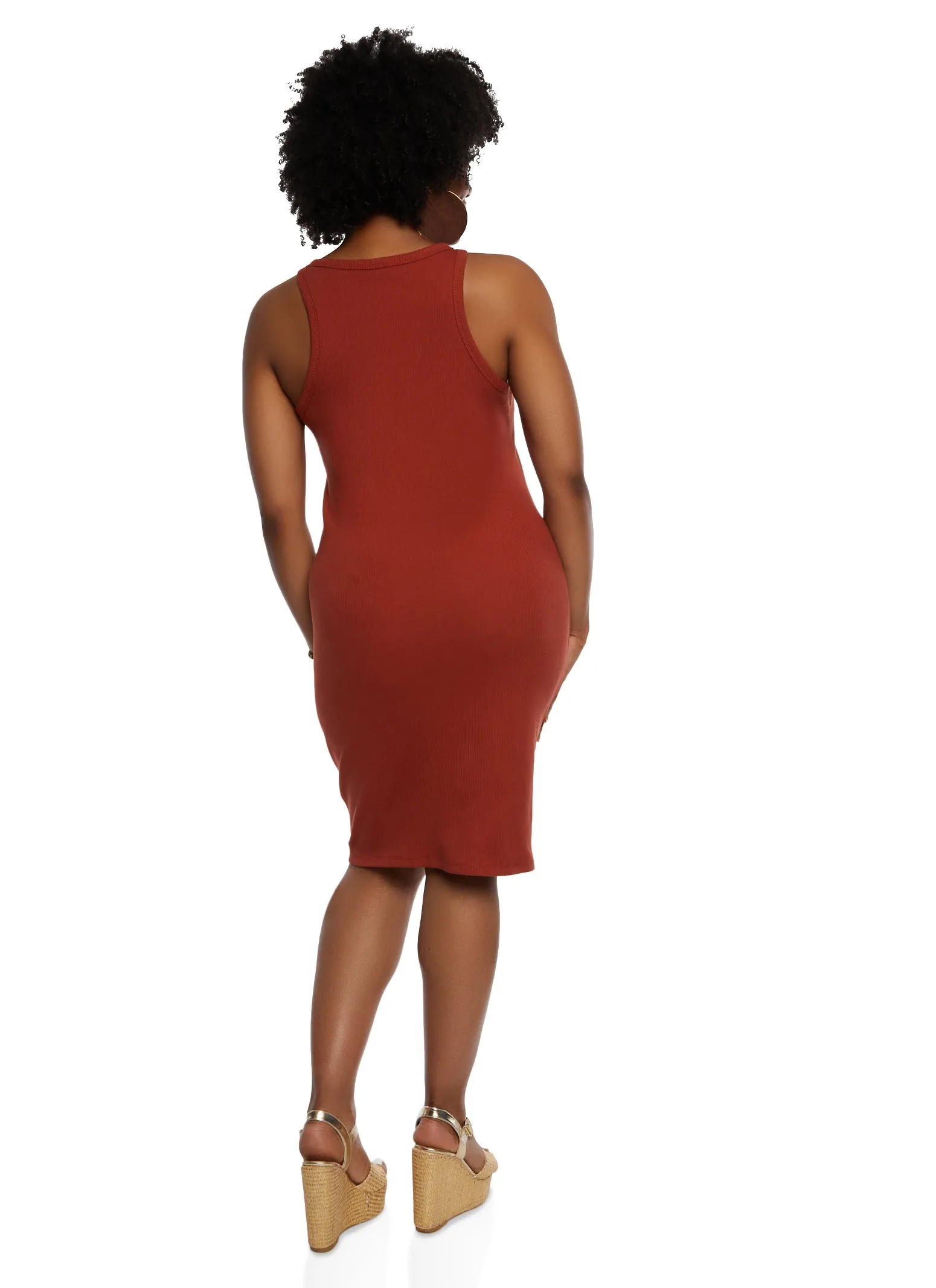 Plus Size Ribbed High Neck Tank Dress sold by Rainbow product image thumbnail 3