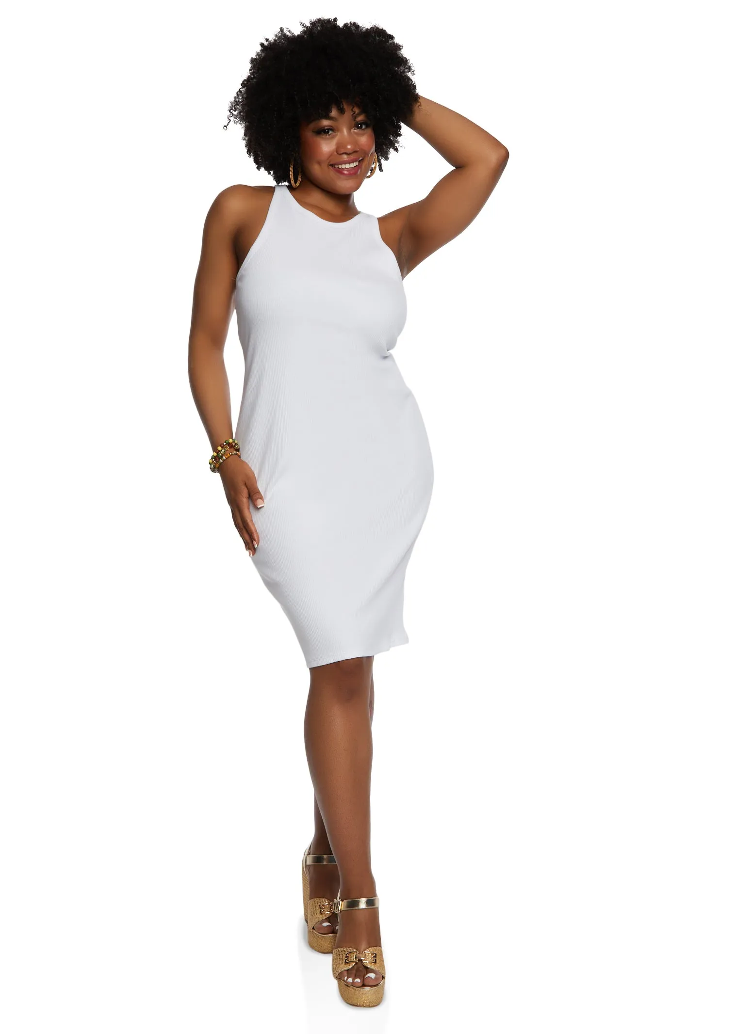 Plus Size Ribbed High Neck Tank Dress sold by Rainbow product image thumbnail 2