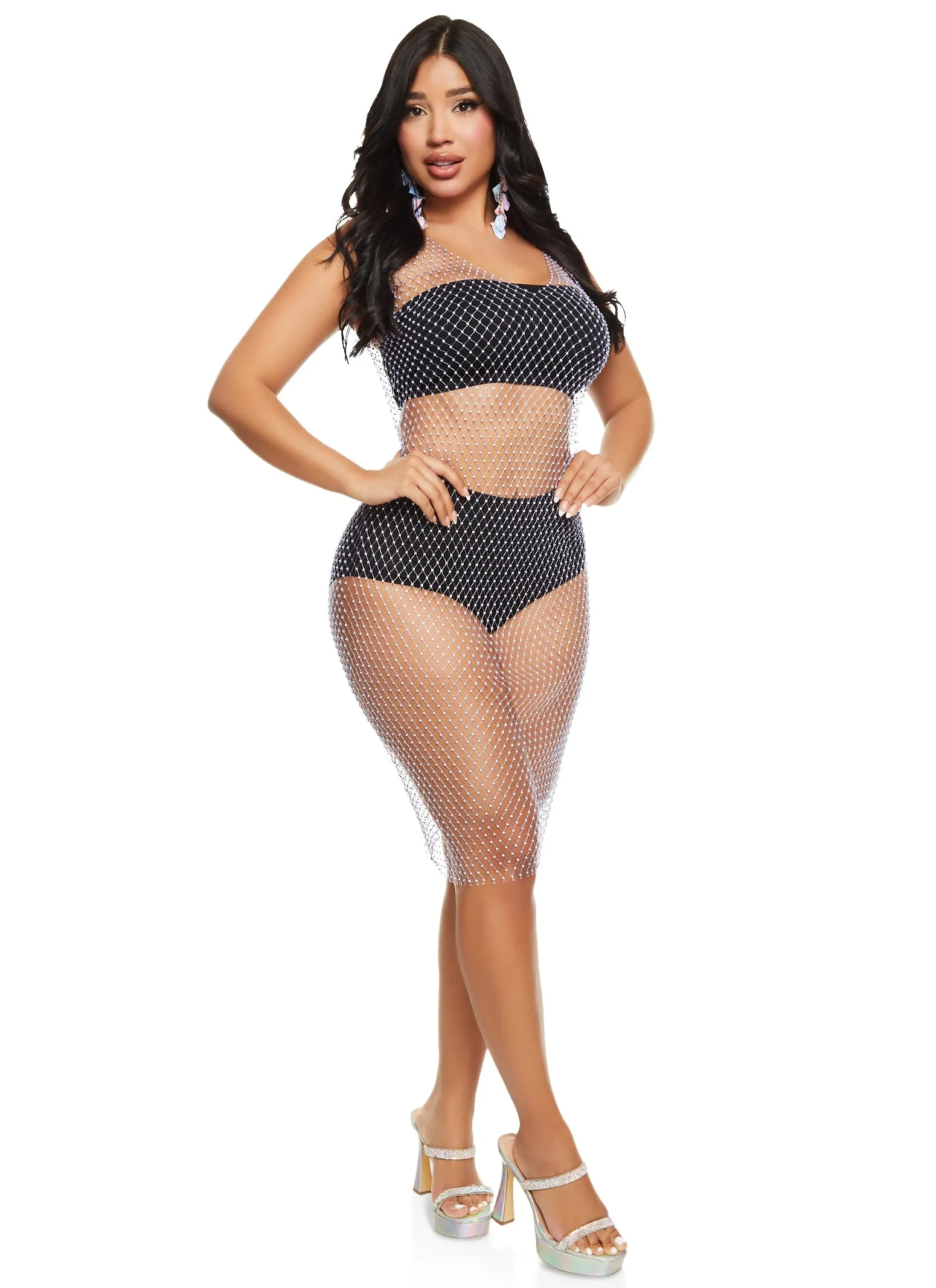 Rhinestone Fishnet Tank Dress sold by Rainbow product image thumbnail 2