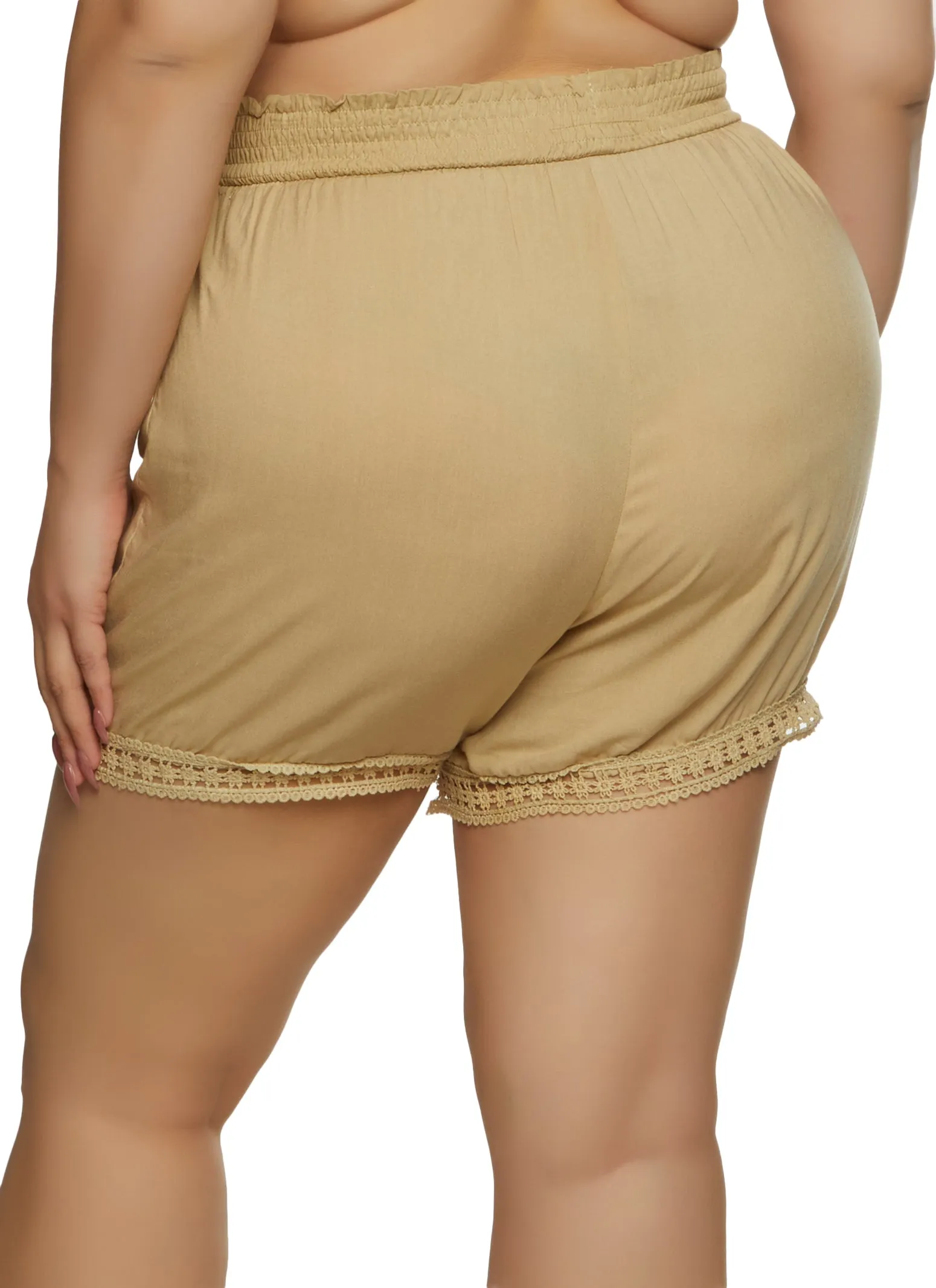 Plus Size Eyelet Trim Smocked Waist Shorts sold by Rainbow product image thumbnail 2