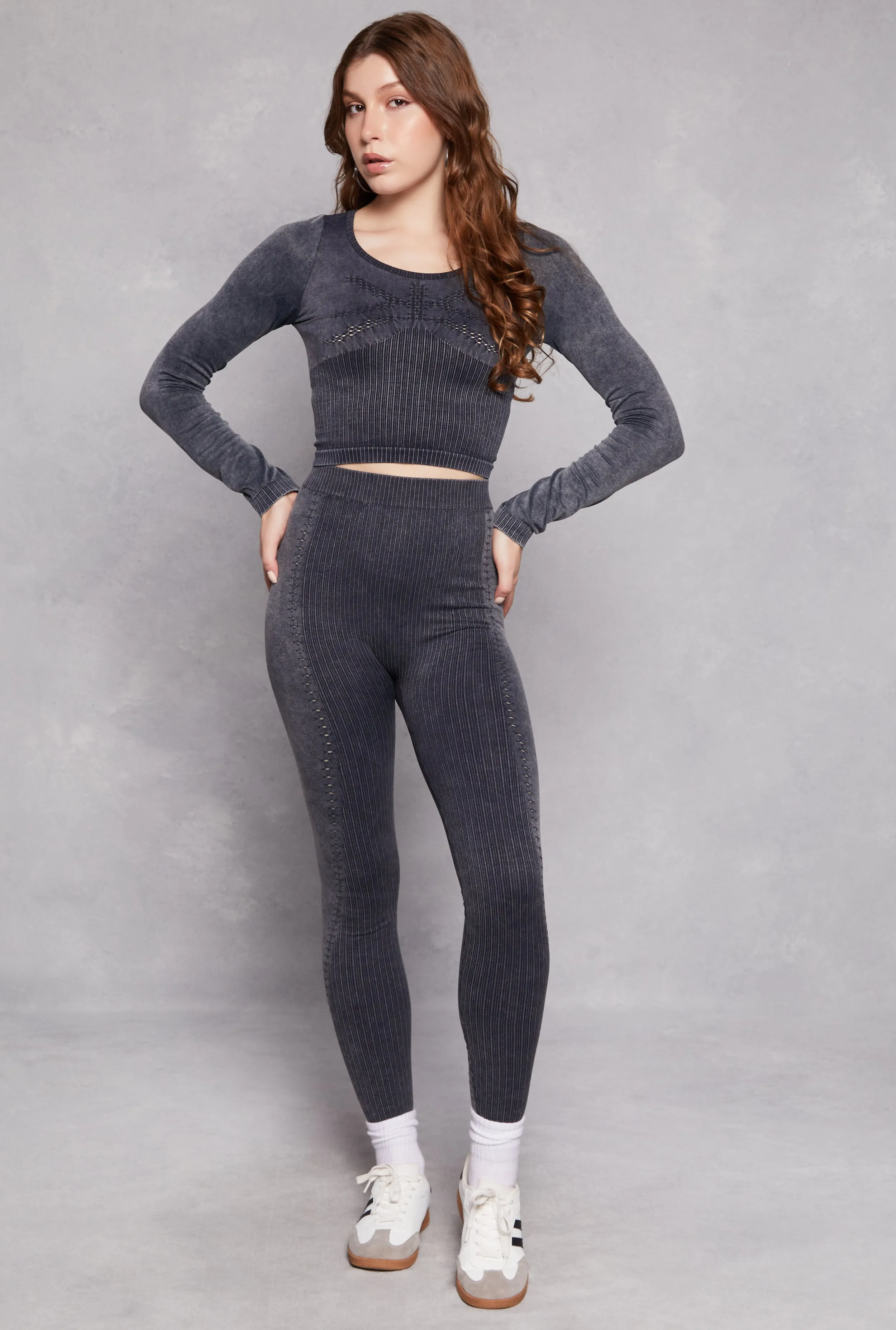 Seamless Rib Knit Laser Cut Leggings sold by Rainbow