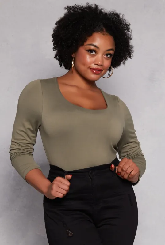 Plus Size Double Layered Scoop Neck Top sold by Rainbow