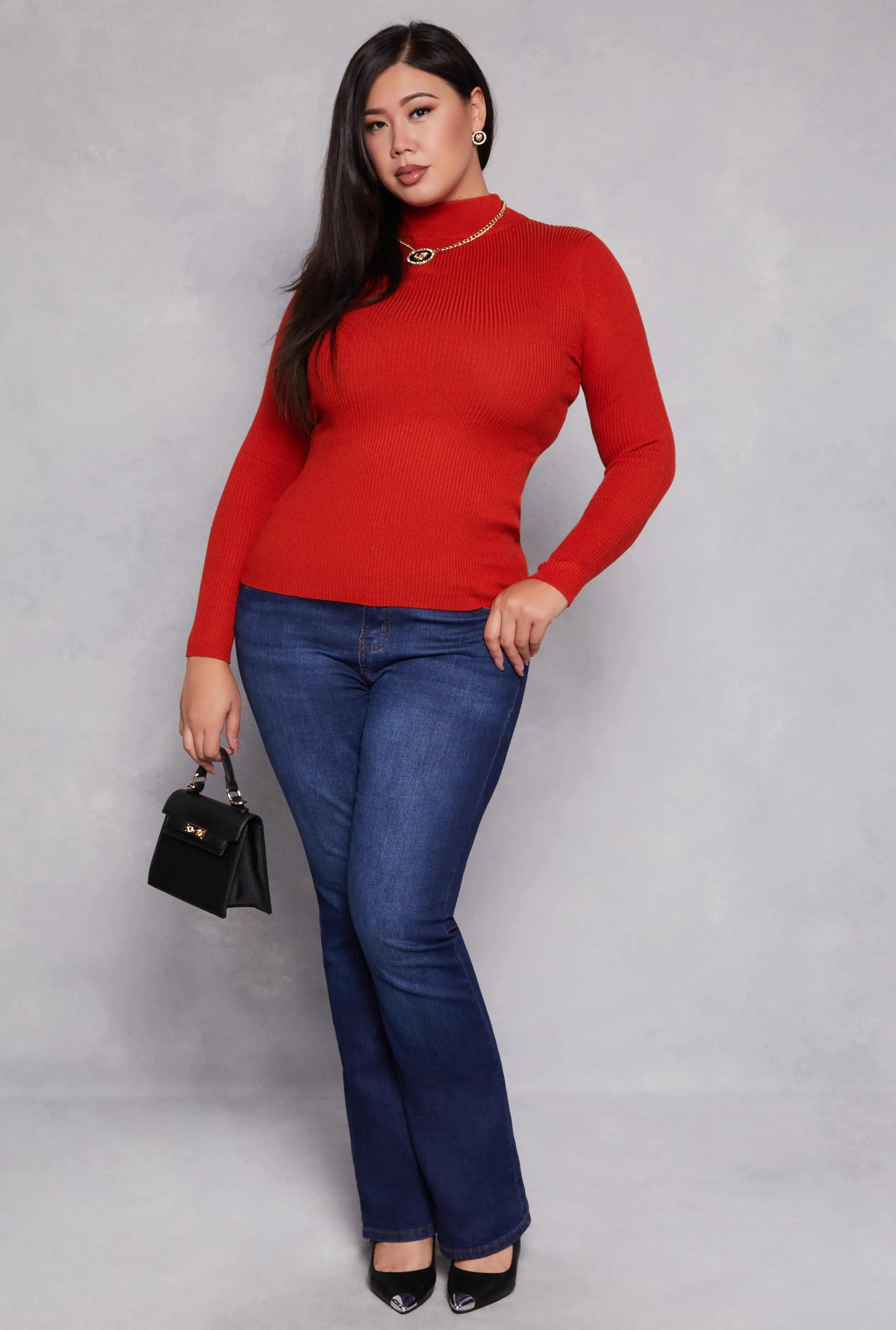Plus Size Ribbed Mock Neck Top sold by Rainbow product image thumbnail 2