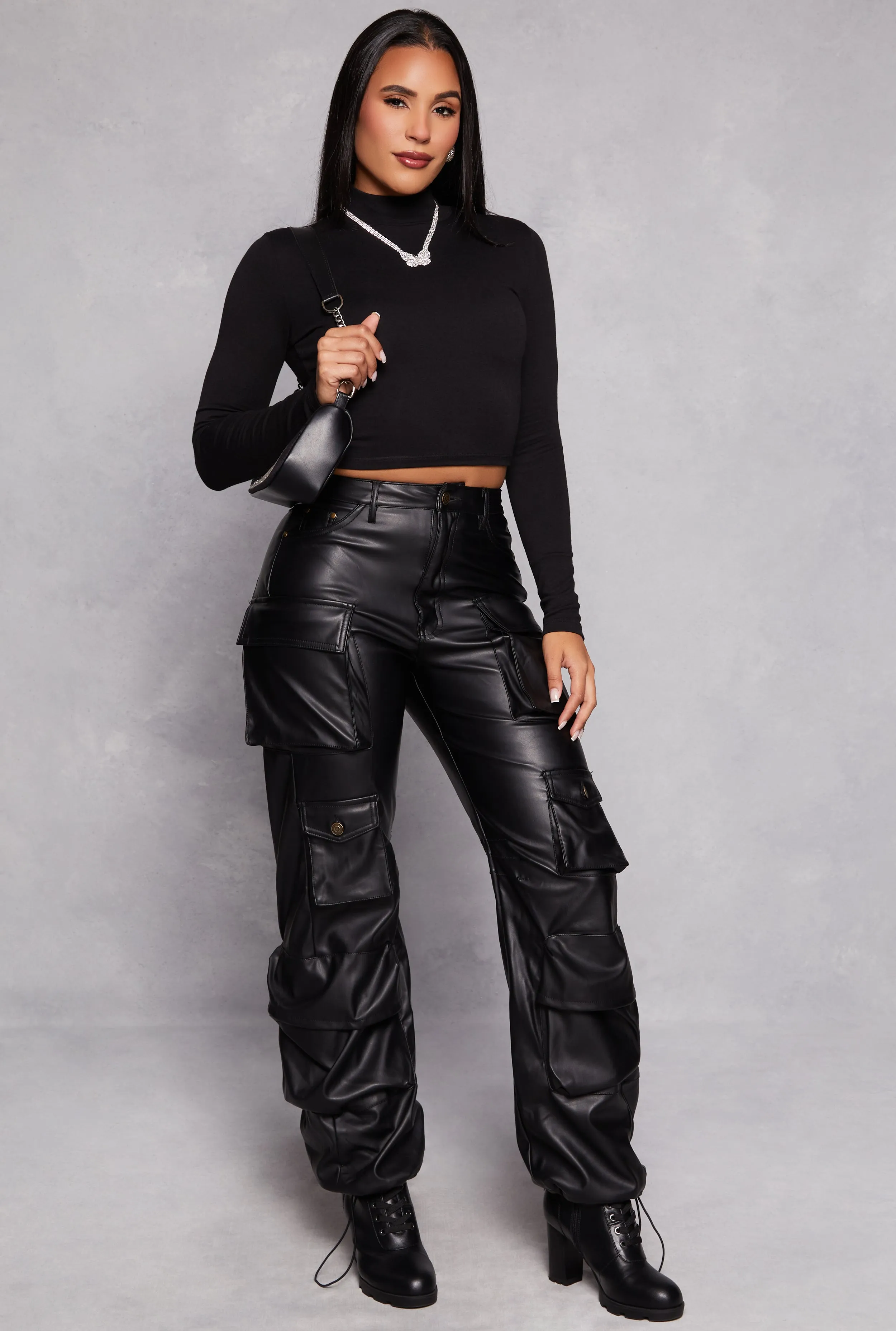 Mock Neck Long Sleeve Crop Top sold by Rainbow product image thumbnail 2
