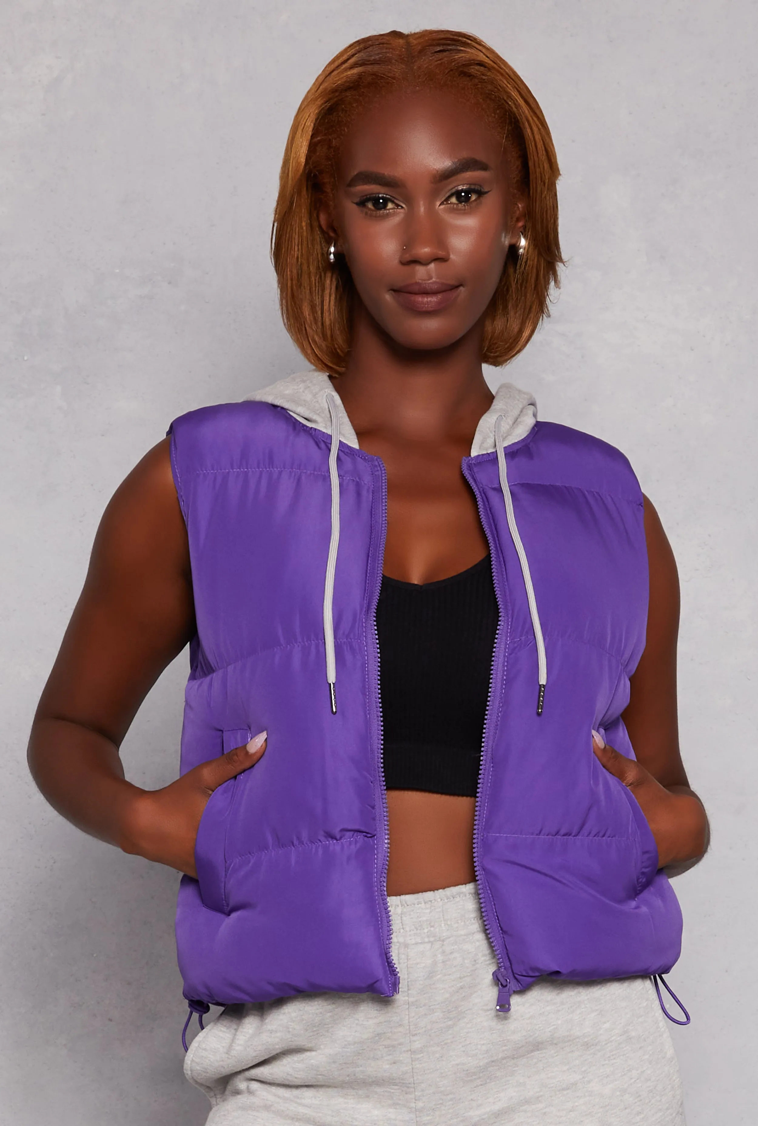 Almost Famous Zip Front Hooded Puffer Vest sold by Rainbow