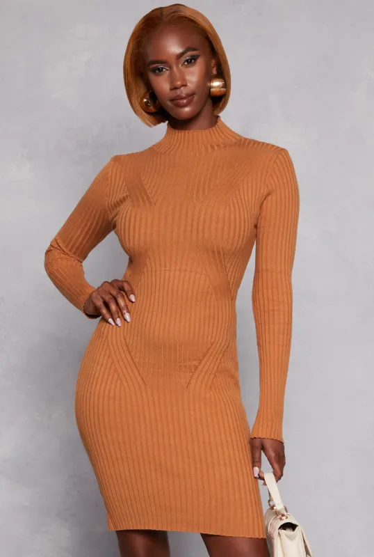 Mock Neck Long Sleeve Sweater Dress sold by Rainbow