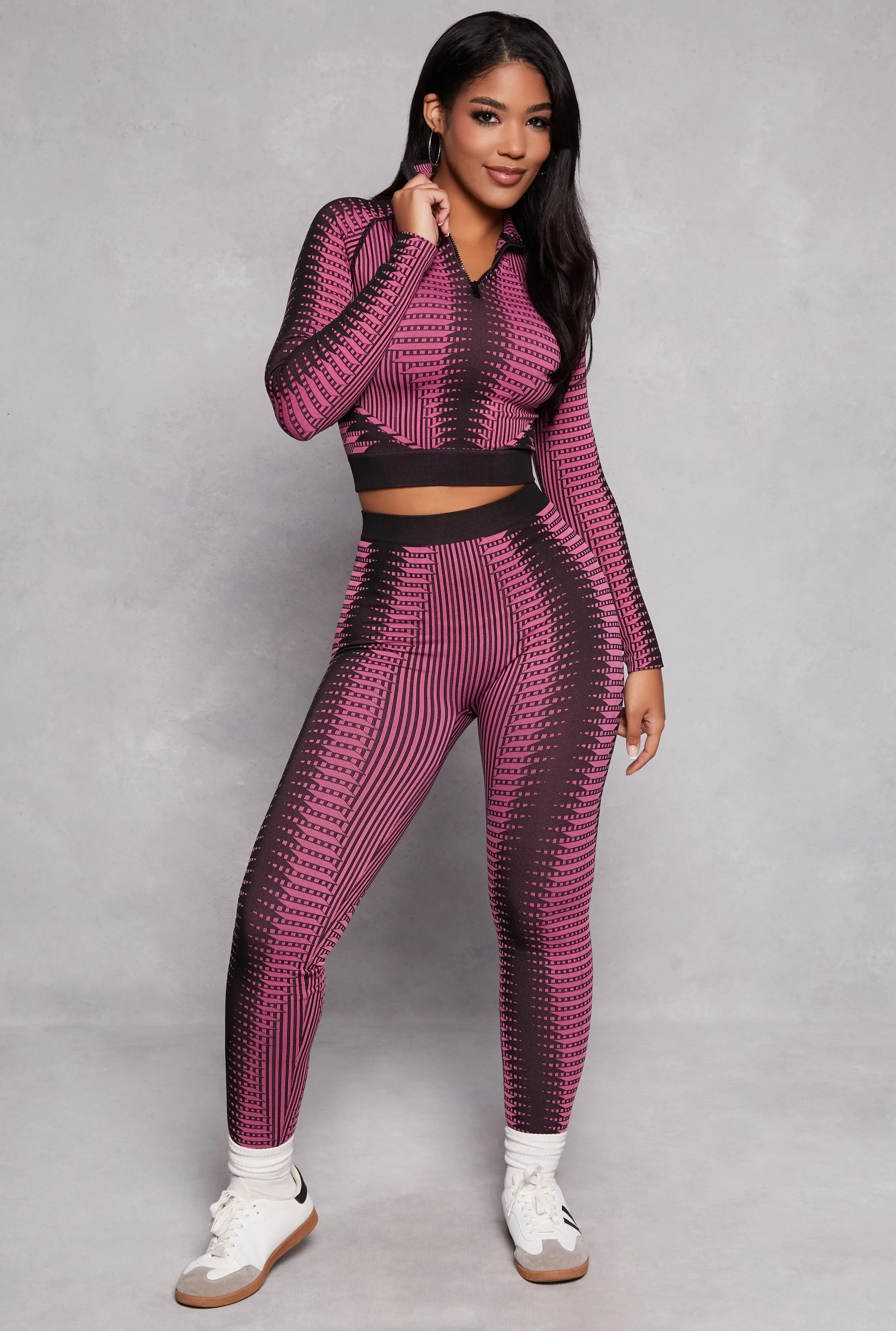 Printed Seamless Half Zip Crop Top sold by Rainbow product image thumbnail 2