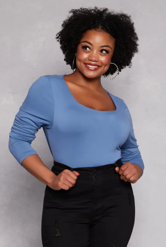 Plus Size Double Layered Scoop Neck Top sold by Rainbow