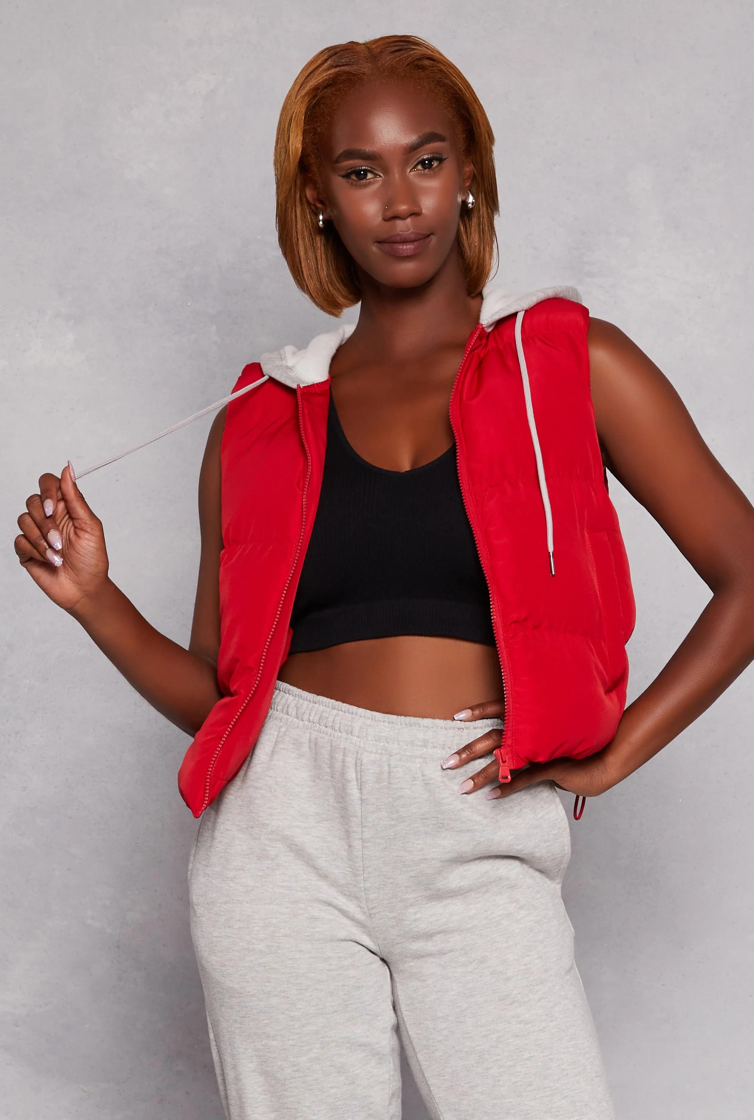 Almost Famous Zip Front Hooded Puffer Vest sold by Rainbow