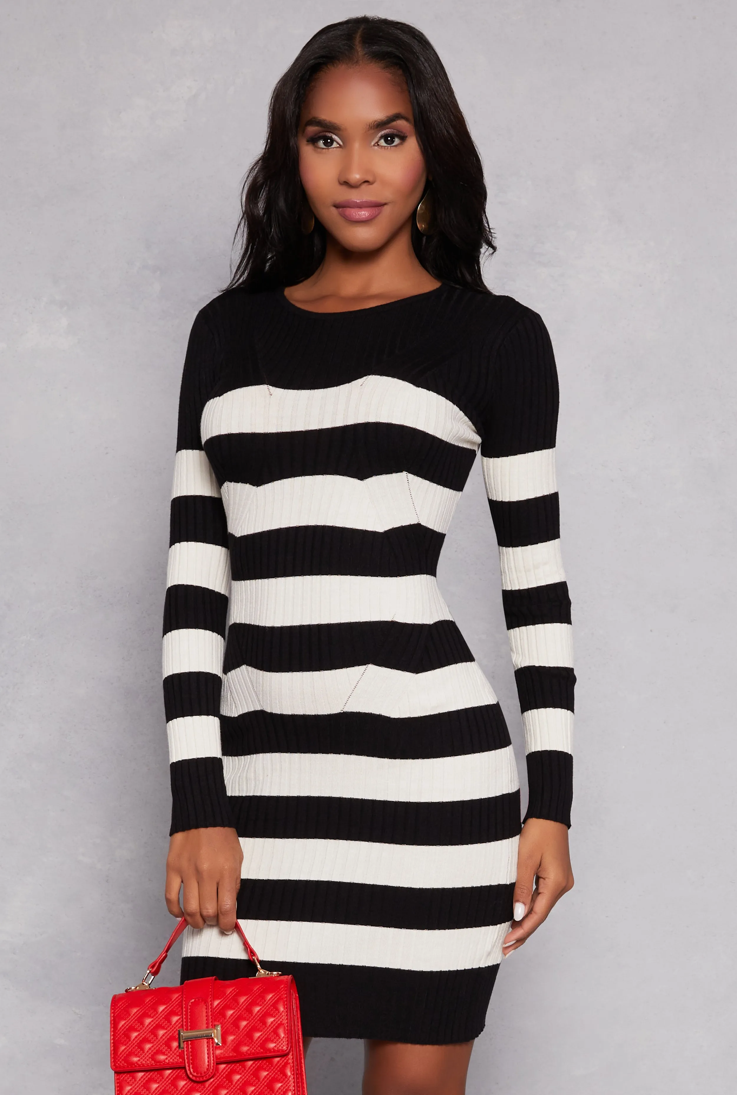 Striped Long Sleeve Sweater Dress sold by Rainbow