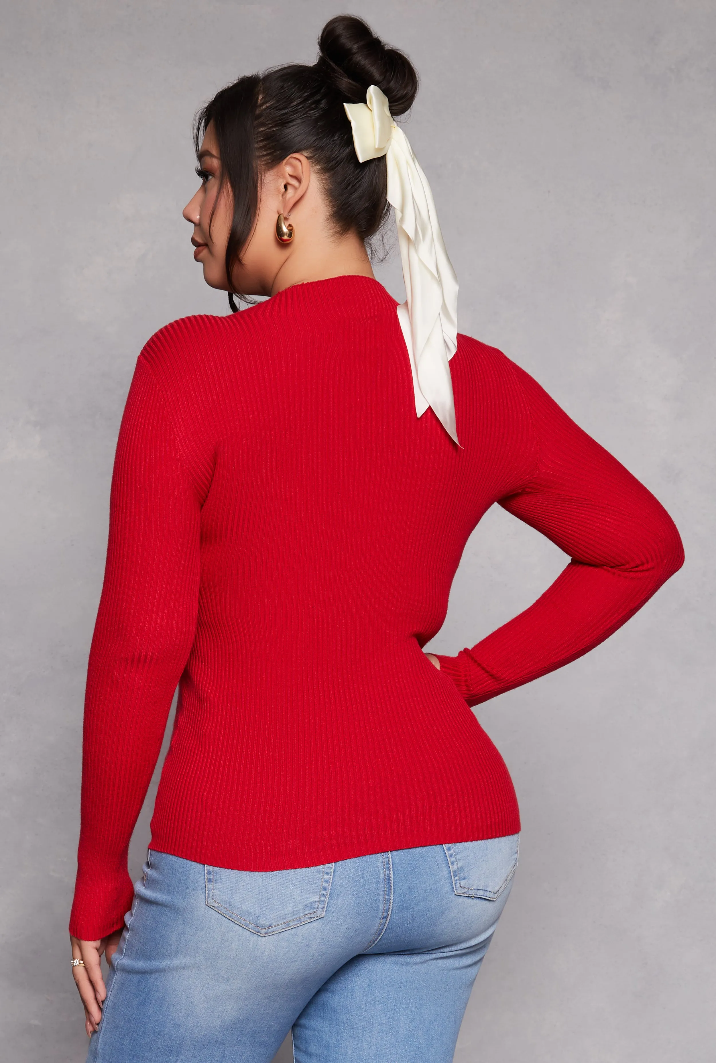 Plus Size Button Detail Crew Neck Sweater sold by Rainbow product image thumbnail 3