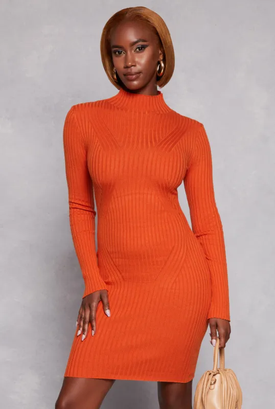 Mock Neck Long Sleeve Sweater Dress sold by Rainbow