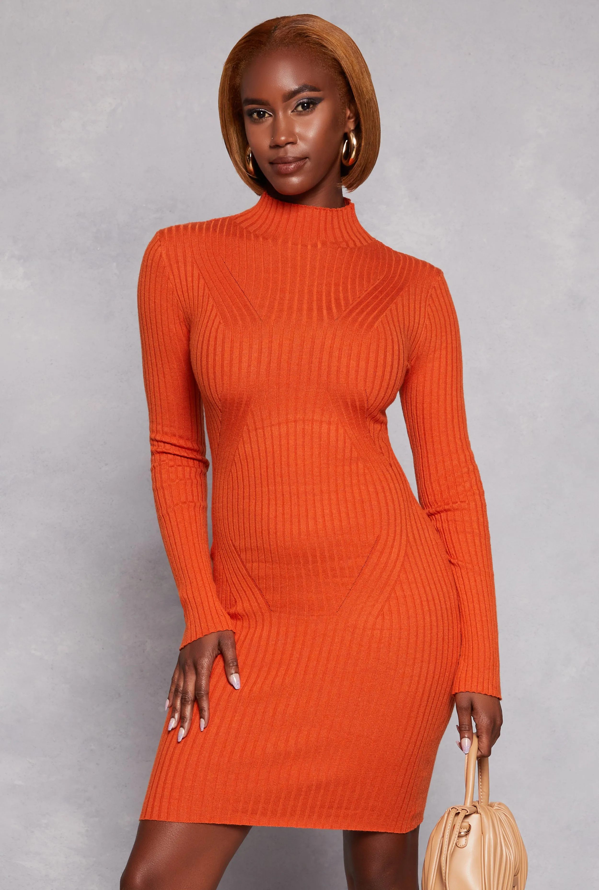 Mock Neck Long Sleeve Sweater Dress sold by Rainbow