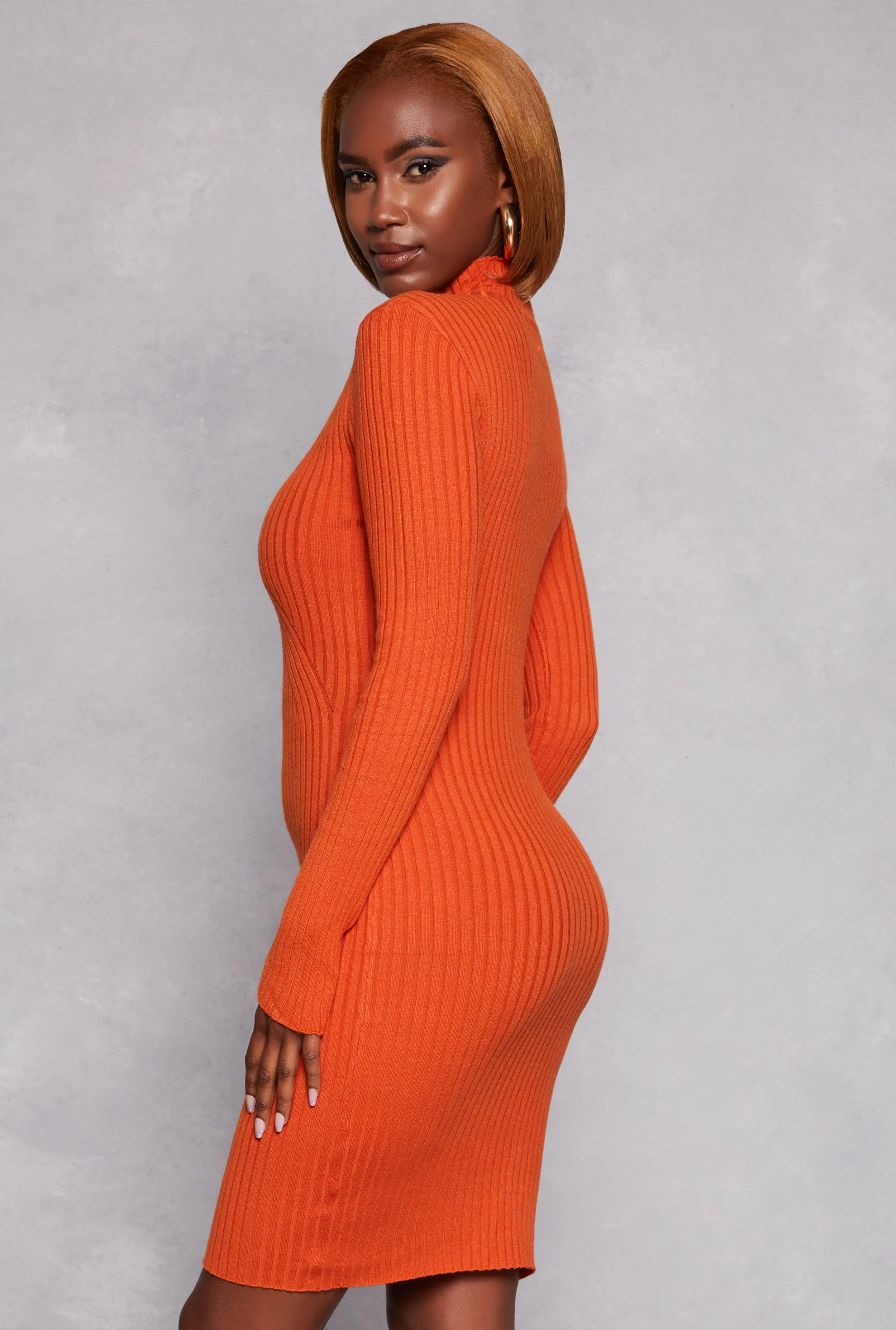 Mock Neck Long Sleeve Sweater Dress sold by Rainbow product image thumbnail 3