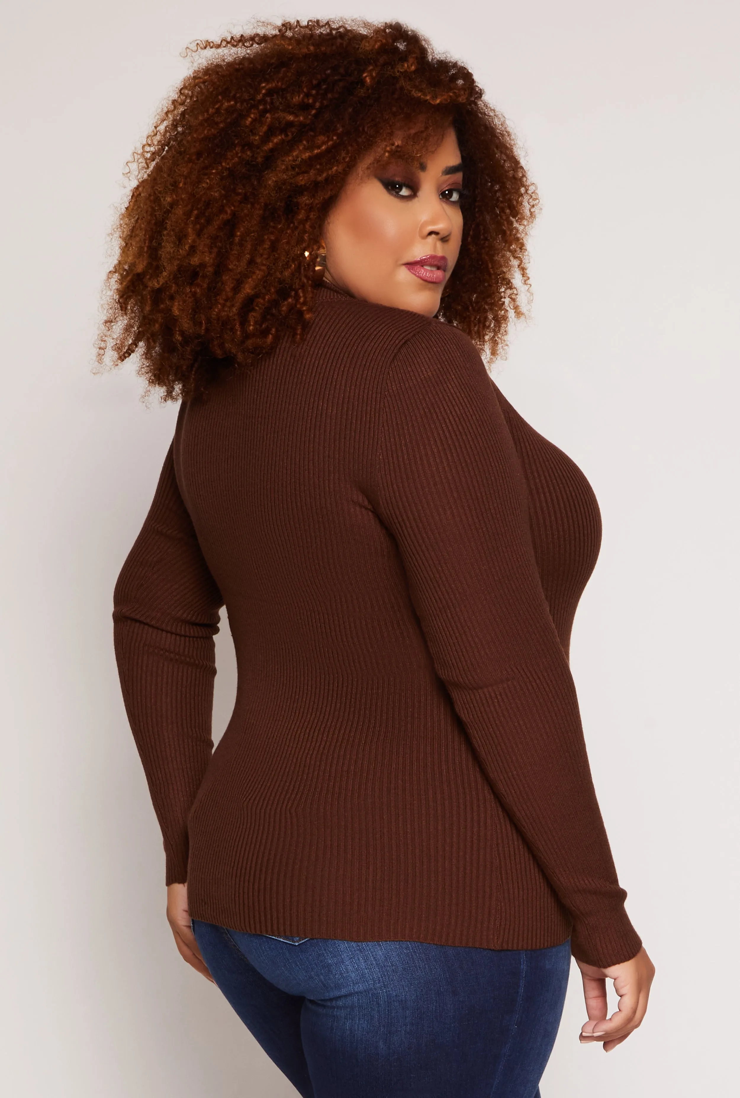 Plus Size Ribbed Mock Neck Top sold by Rainbow product image thumbnail 3