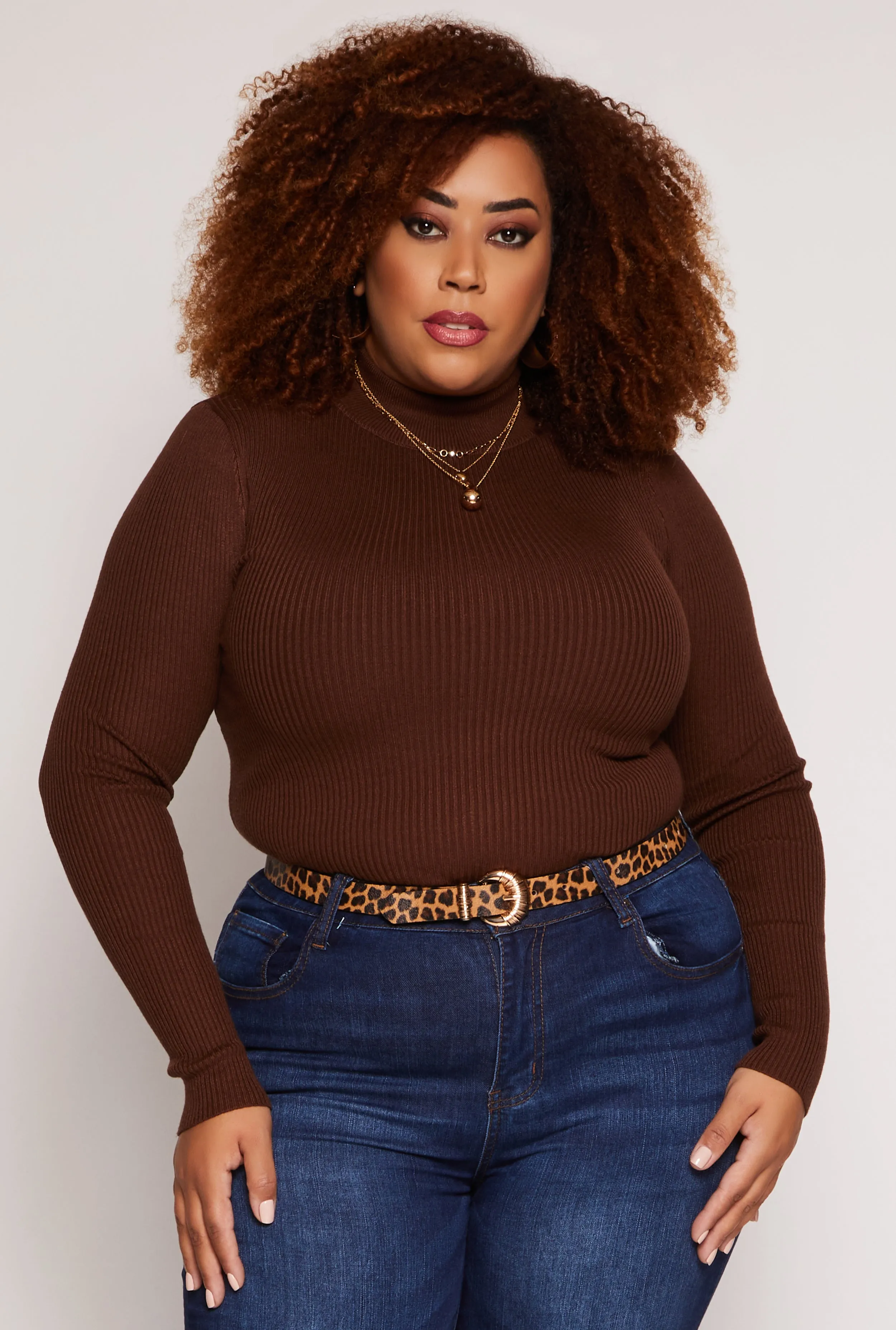 Plus Size Ribbed Mock Neck Top sold by Rainbow