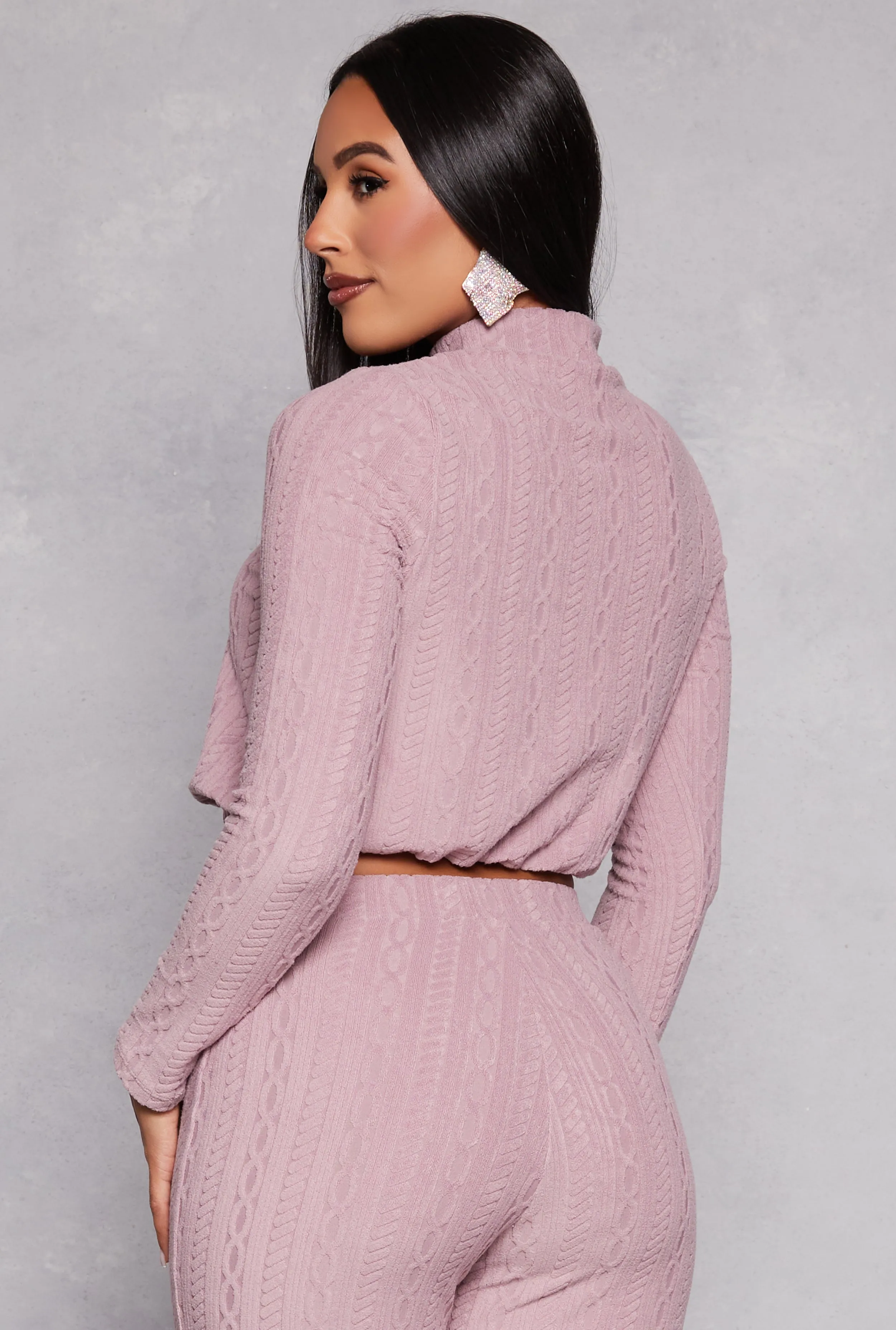 Cable Knit Long Sleeve Crop Top sold by Rainbow product image thumbnail 3